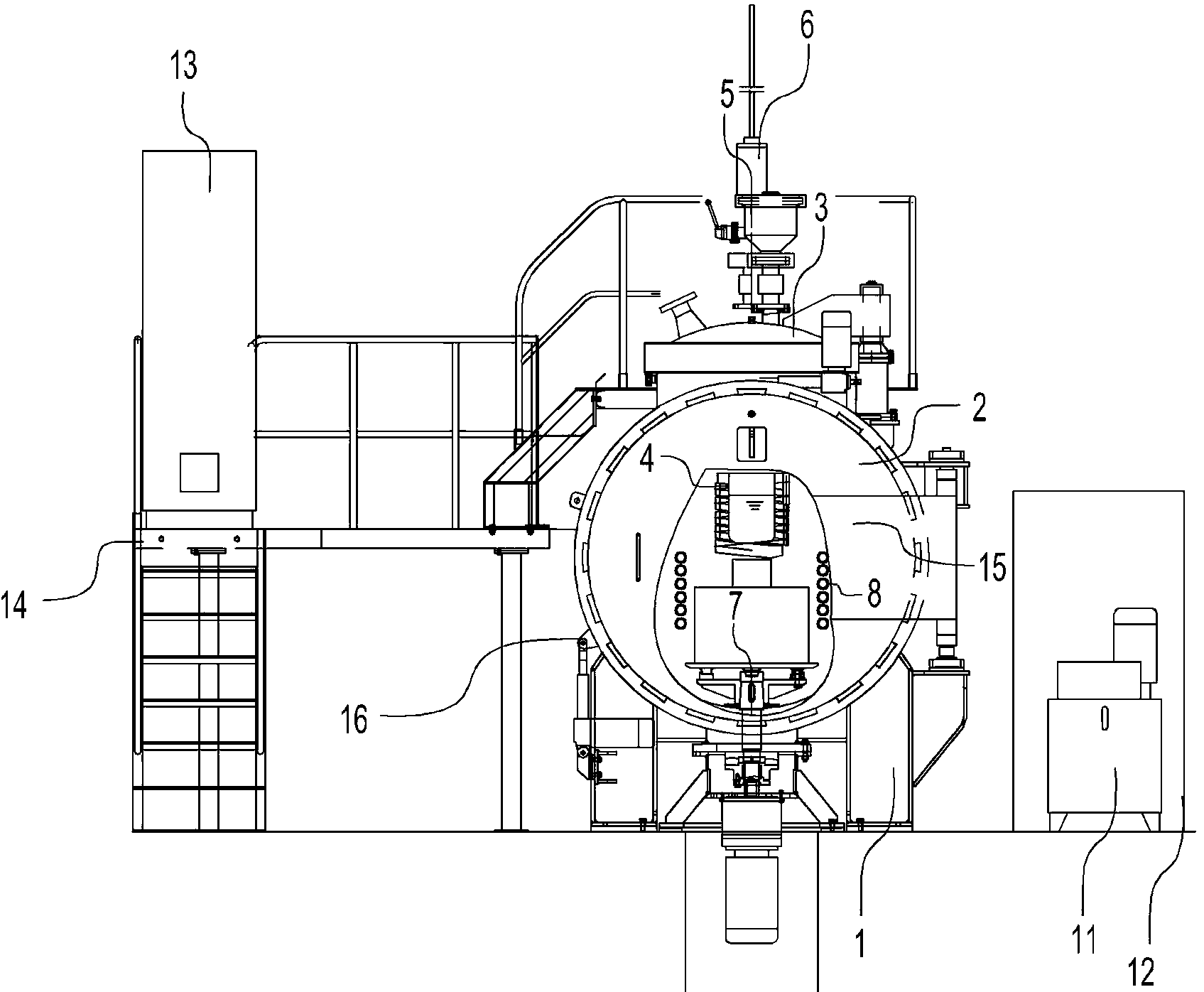 Electromagnetic-stirring pressurized centrifugal large-opening vacuum fusion casting furnace