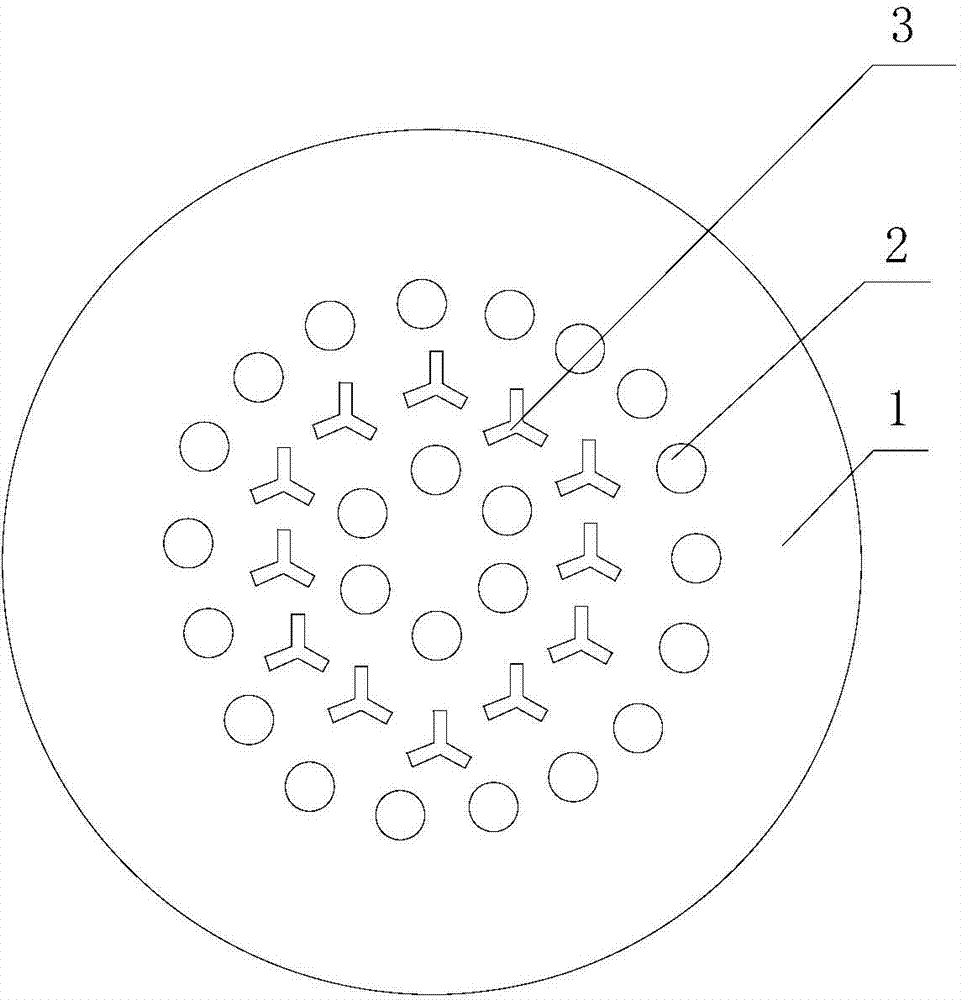 Spinneret plate with circular and trifoliate tiny pores