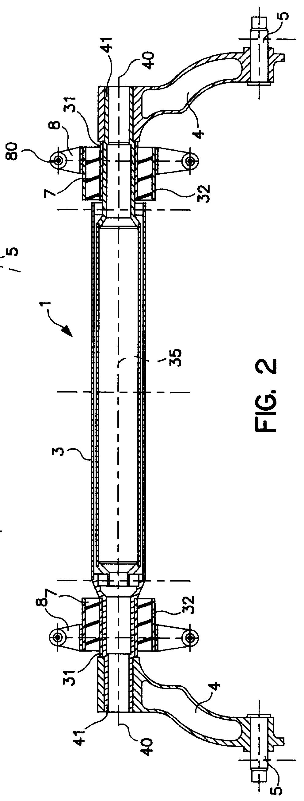 Vehicle axle equipped with torsional suspension elements