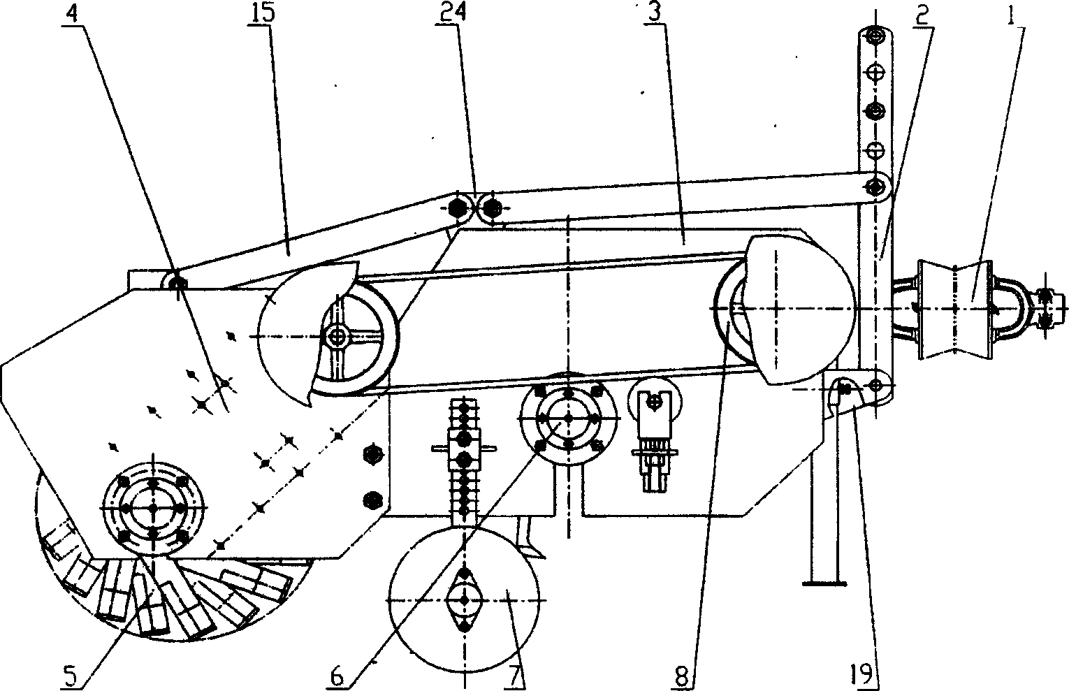 Combined processing machine for returning straw to field and crushing root stubble