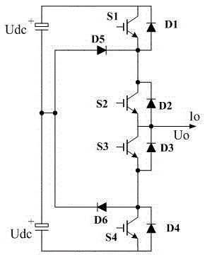 Combination method of gamma components in three-level three-dimensional SVPWM (space vector pulse width modulation)