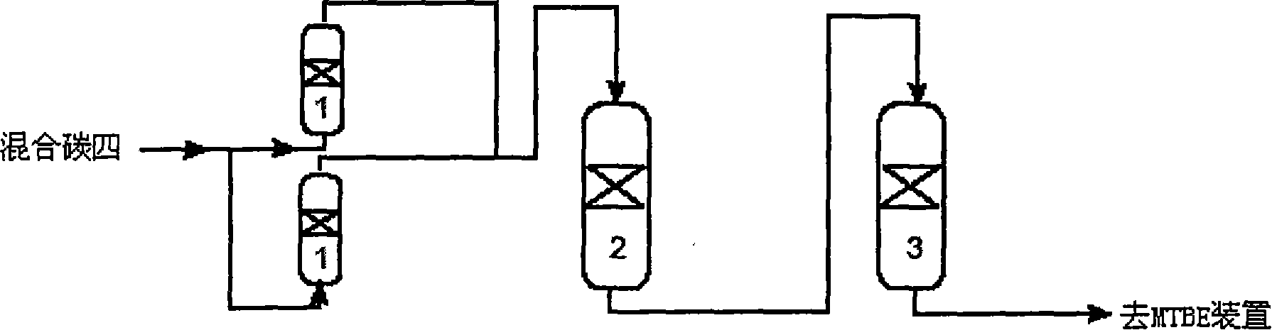 Fine desulfurize method for carbon four components of refinery