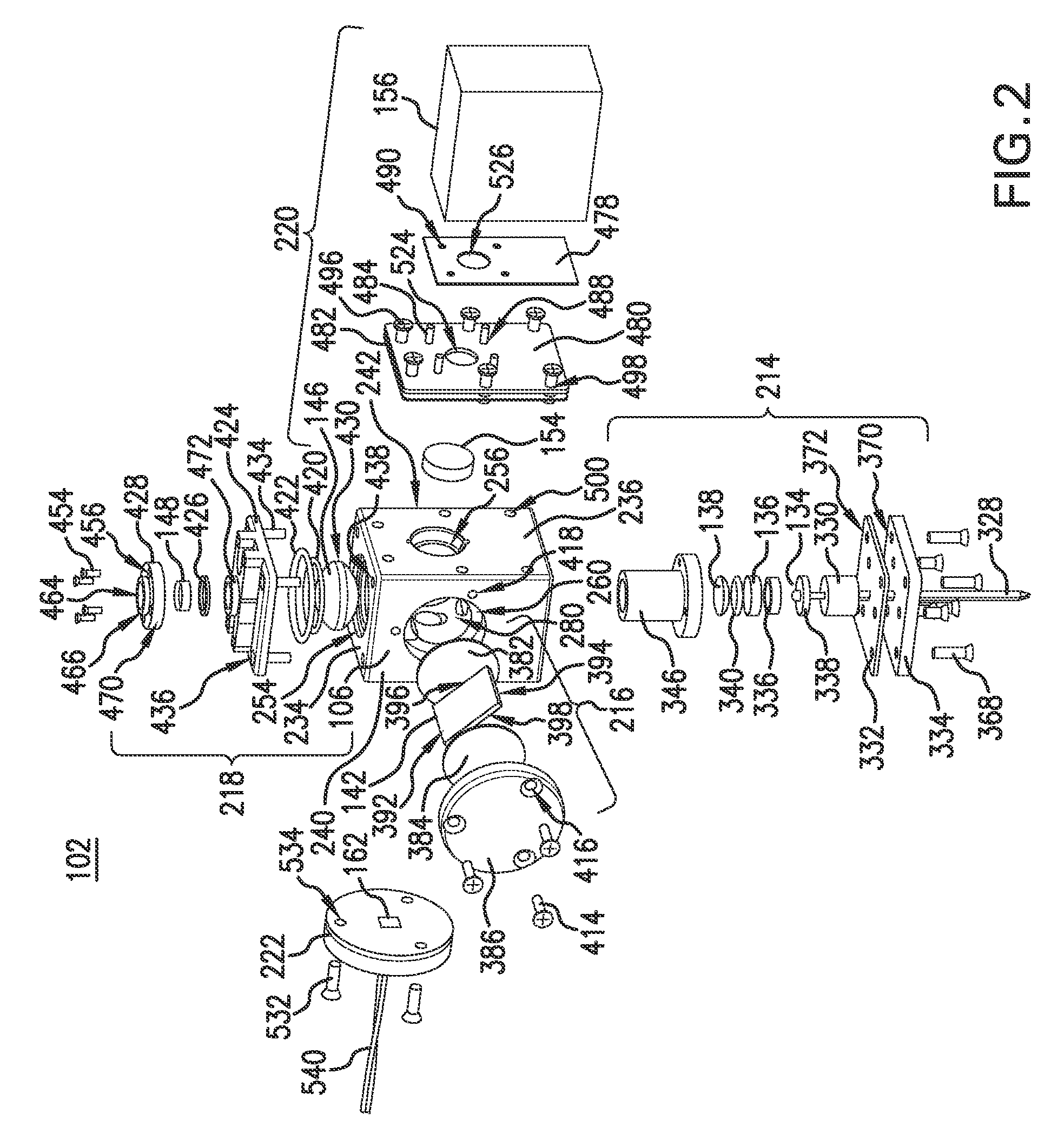 Optical system for portable OSL reader