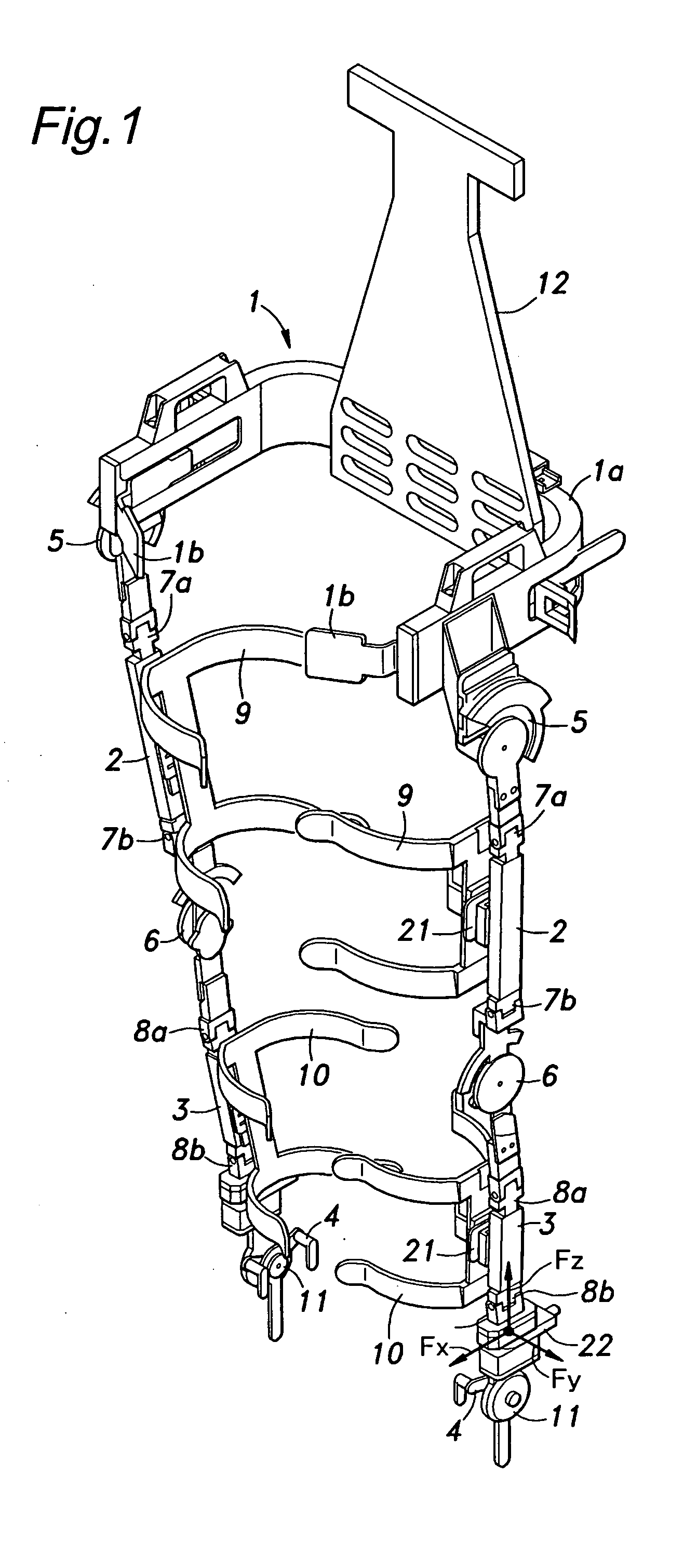 Walking assistance device provided with a force sensor