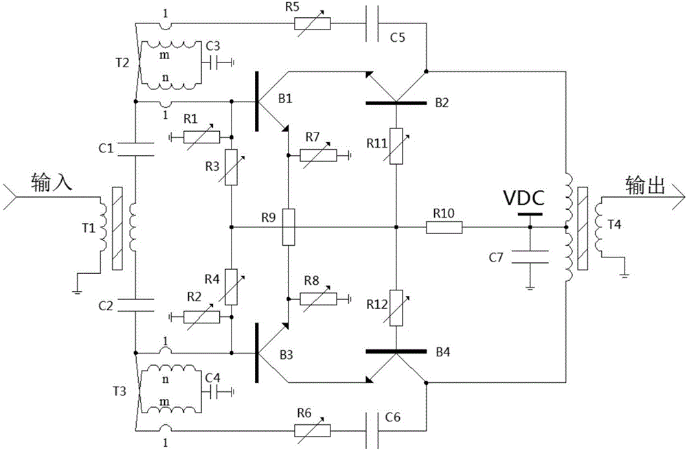 Short-wave high-linearity balance structure power amplifier