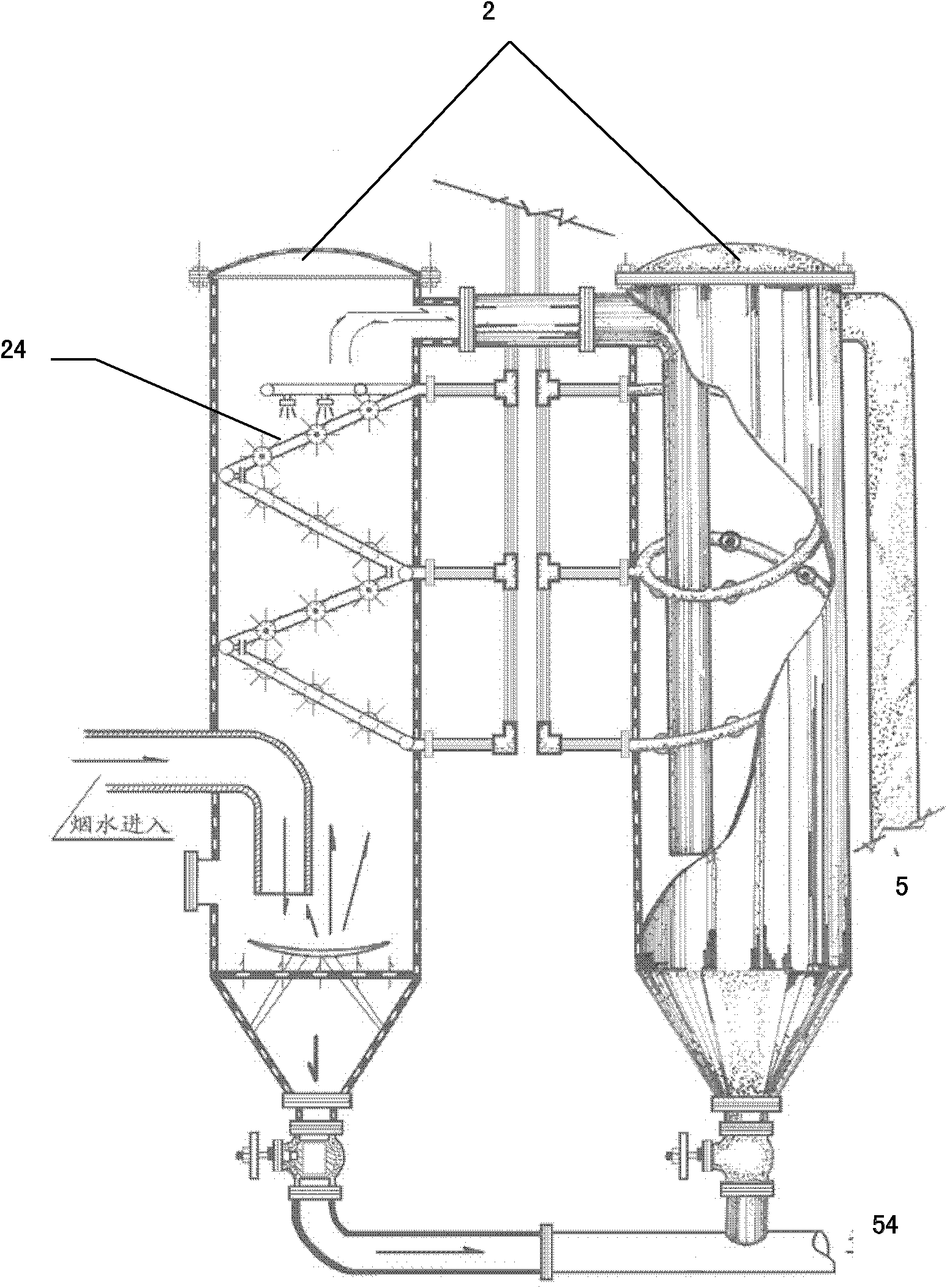 Tail gas treatment system for through which