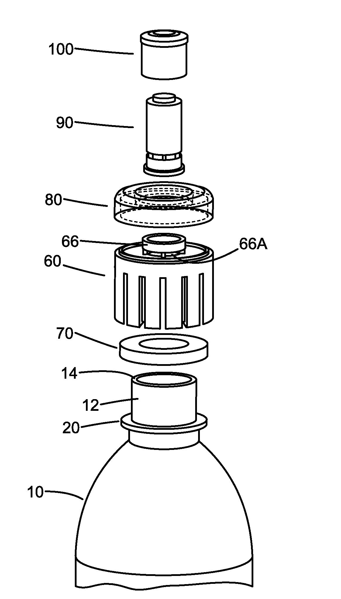 Bottle cap for dispersing powdered supplement in situ