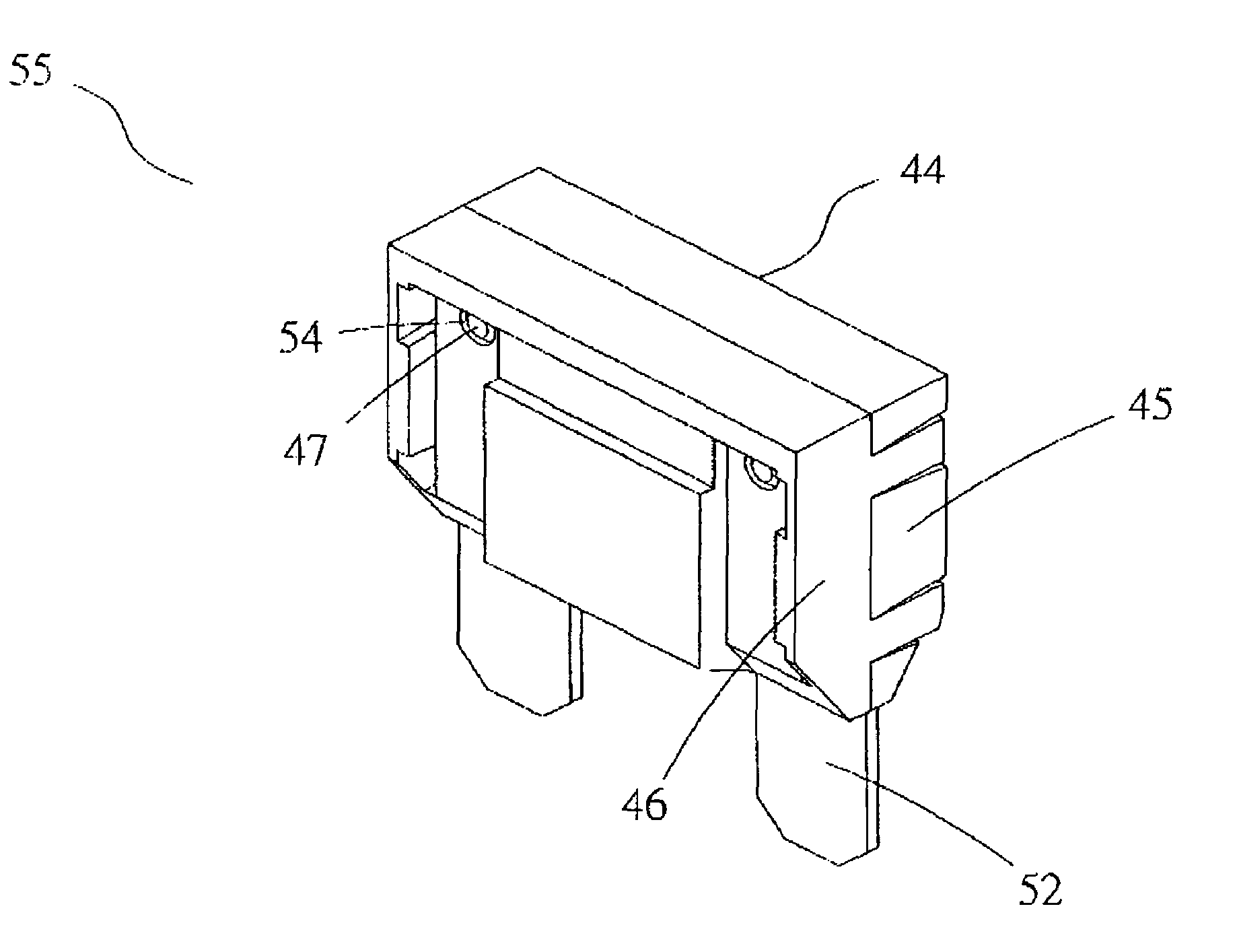 Insertion type fuse with breakage indication