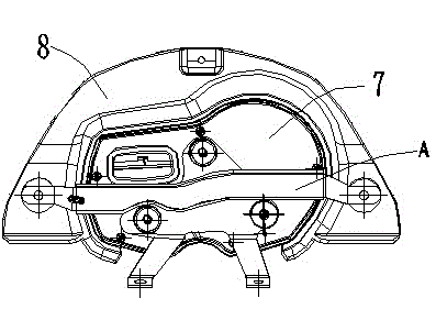 Combined mounting frame for instrument, instrument shield, front steering lamp and front air deflector