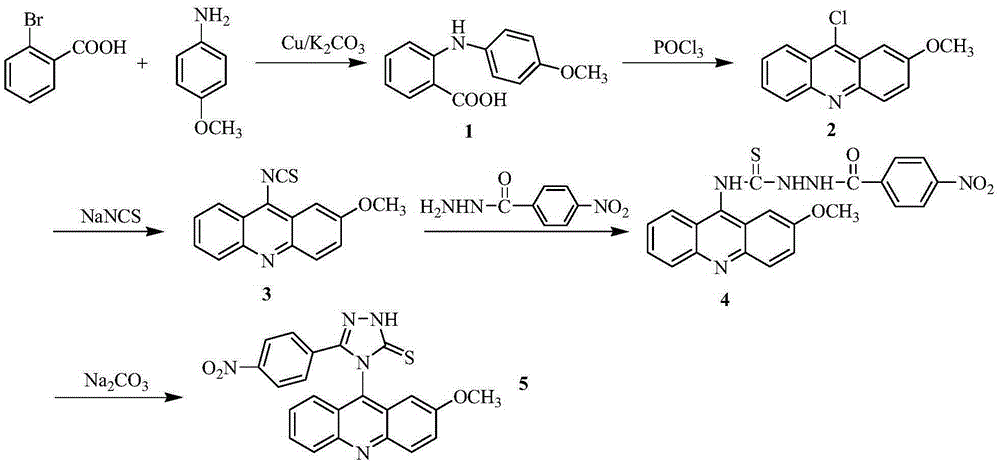 Acridine-1,2,4-triazole-5-thione compound and its preparation method and application