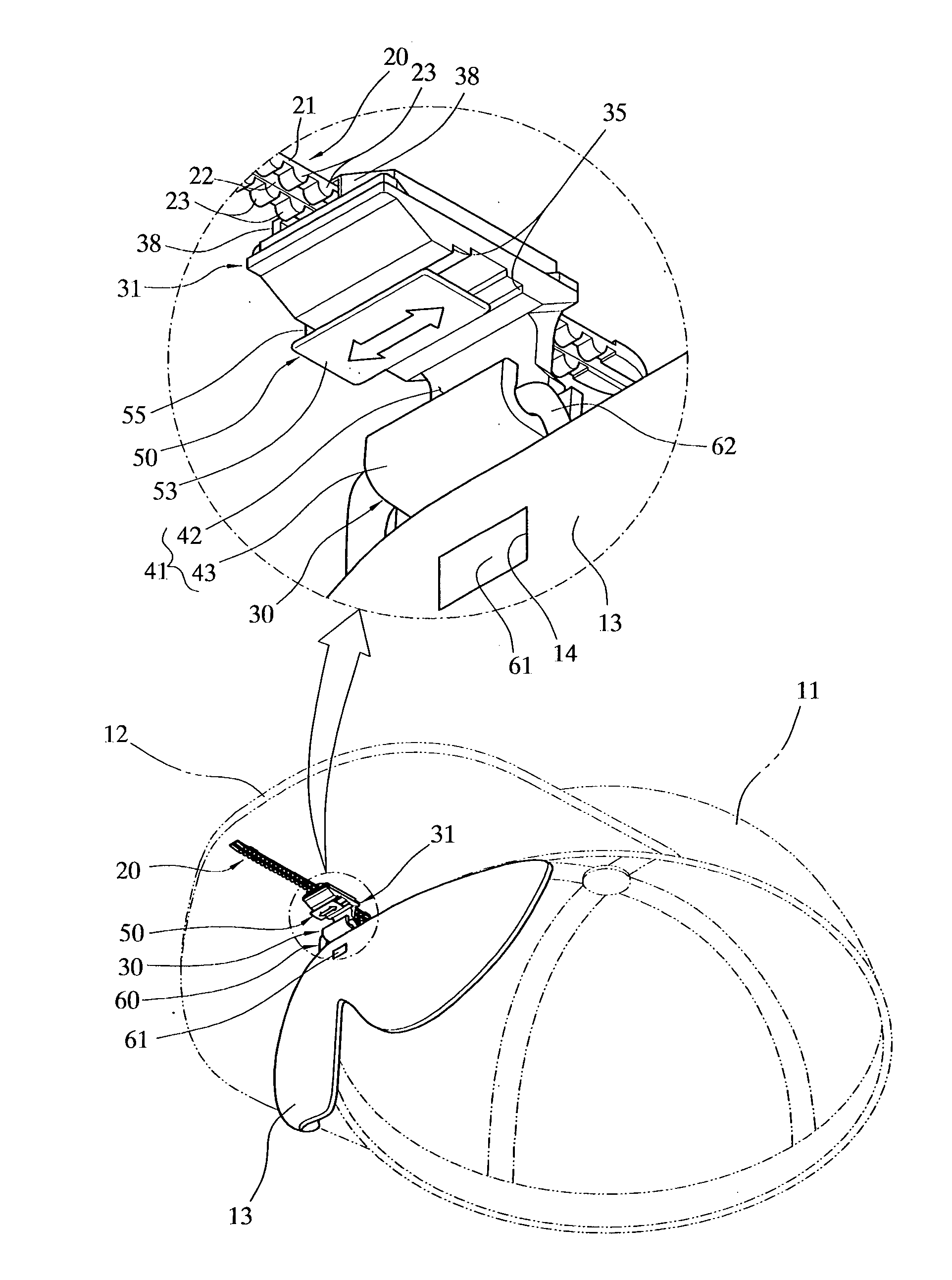 Cap with adjustable sunglasses