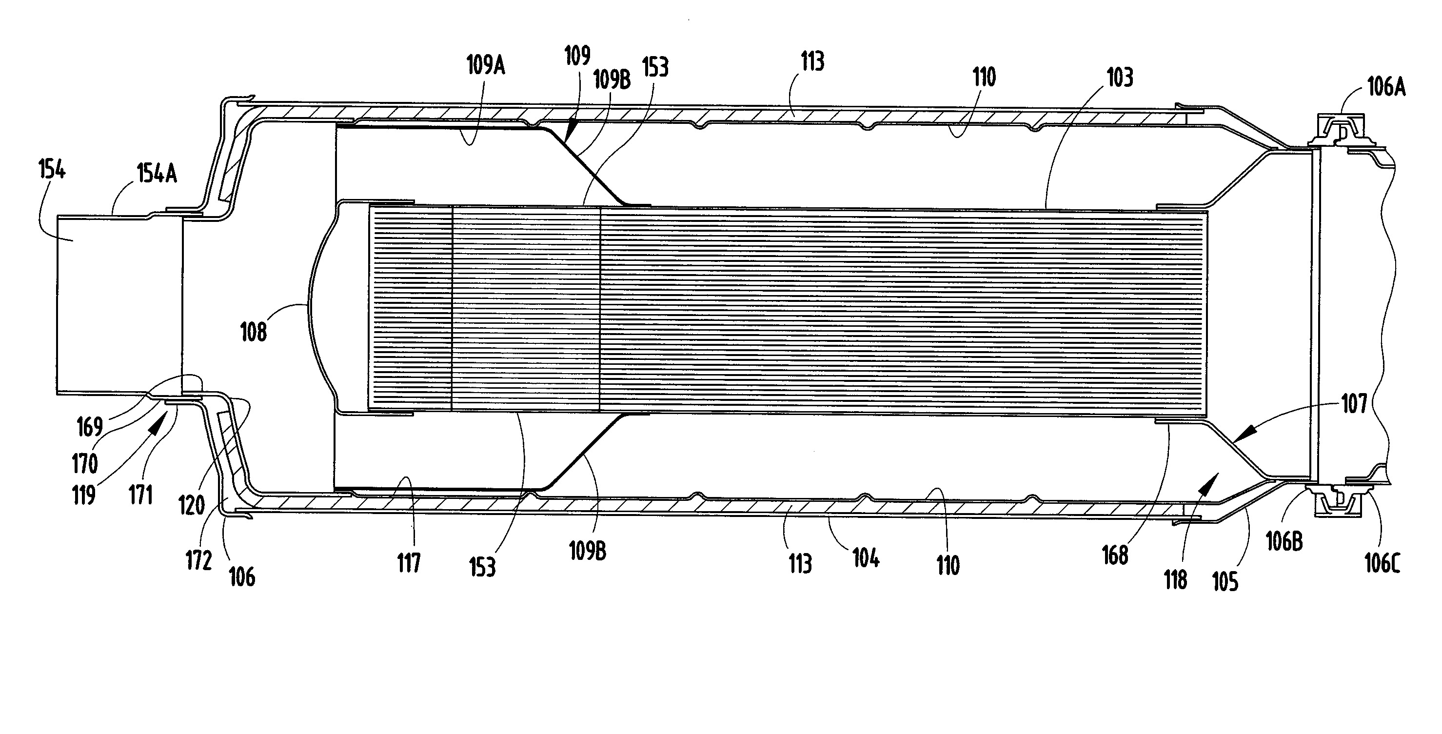 Diesel exhaust filter construction