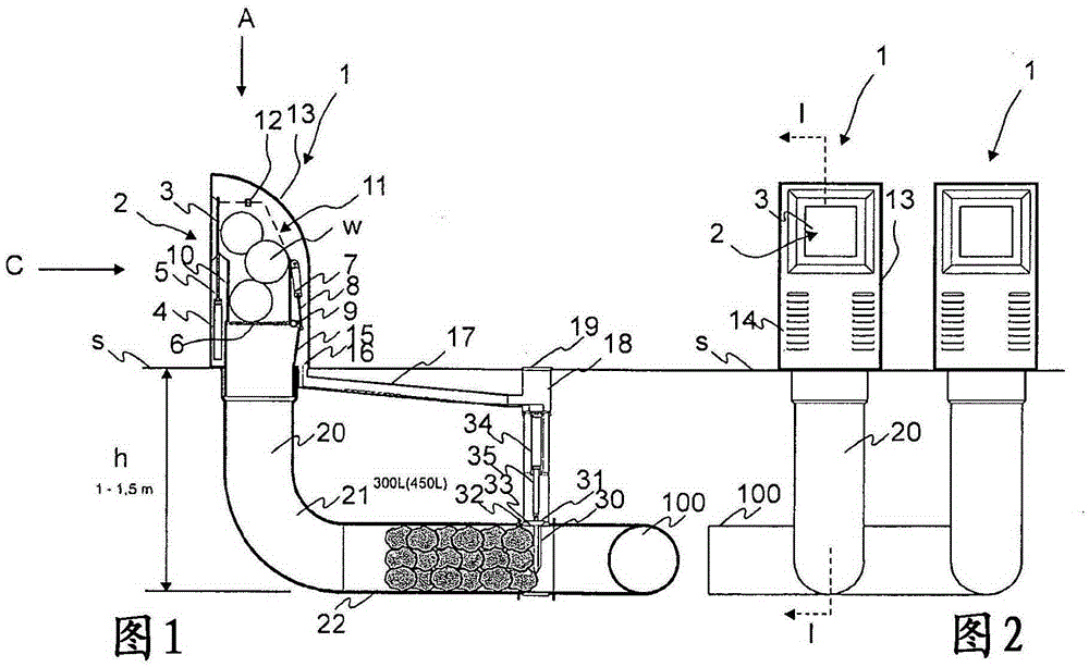 Method and apparatus for feeding in and handling waste material