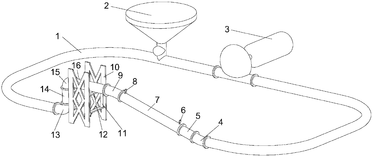 System for testing solid-liquid two-phase flowing with adjustable inclined pipe angle