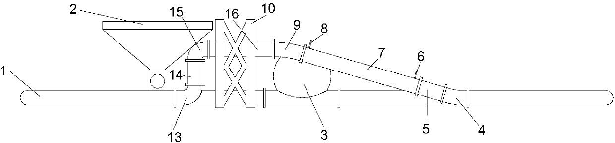 System for testing solid-liquid two-phase flowing with adjustable inclined pipe angle