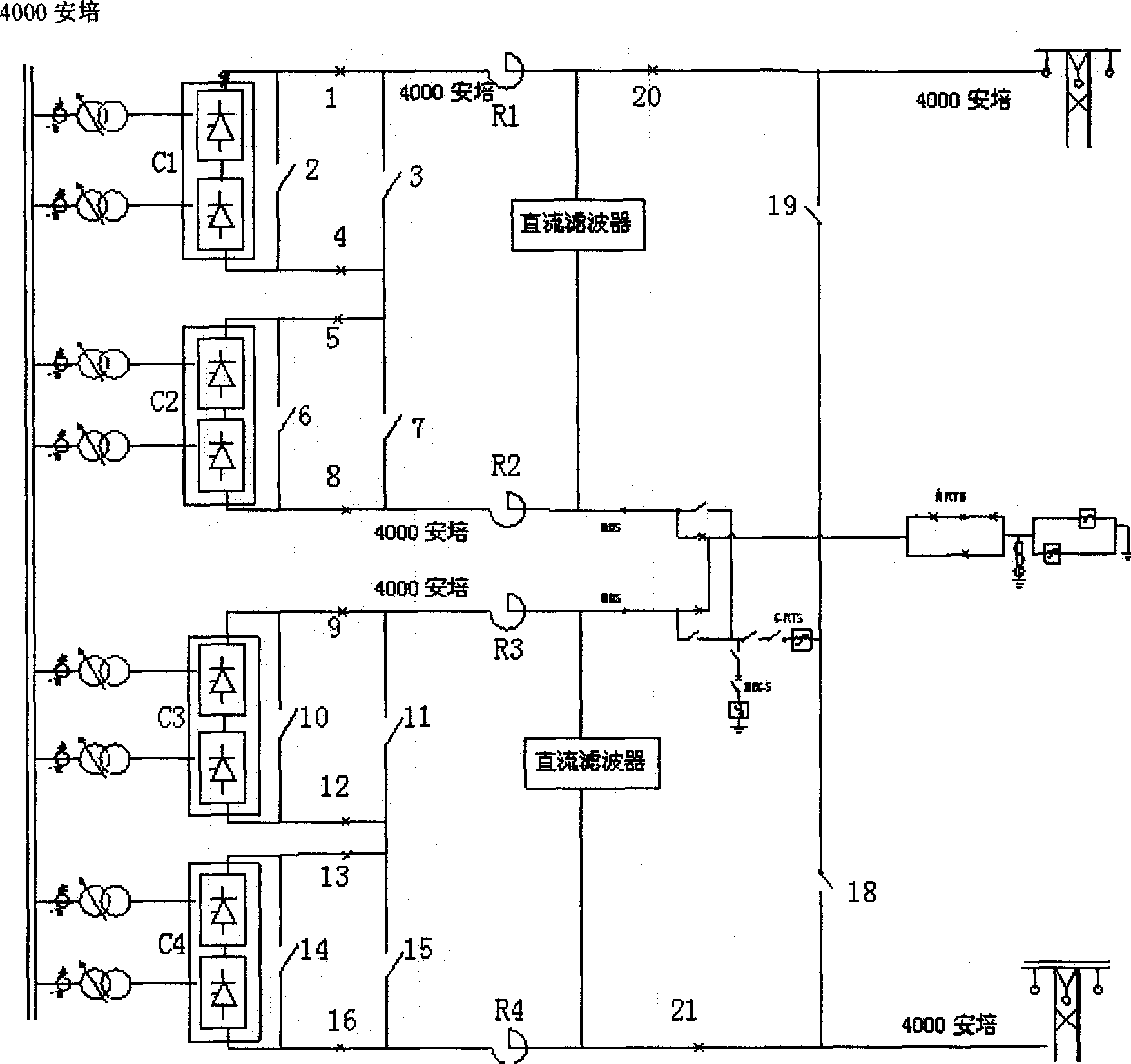 Line ice-melting method for extra-high voltage DC electric transmission system