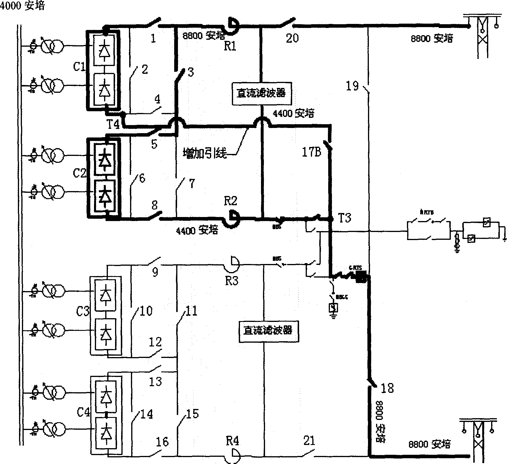 Line ice-melting method for extra-high voltage DC electric transmission system