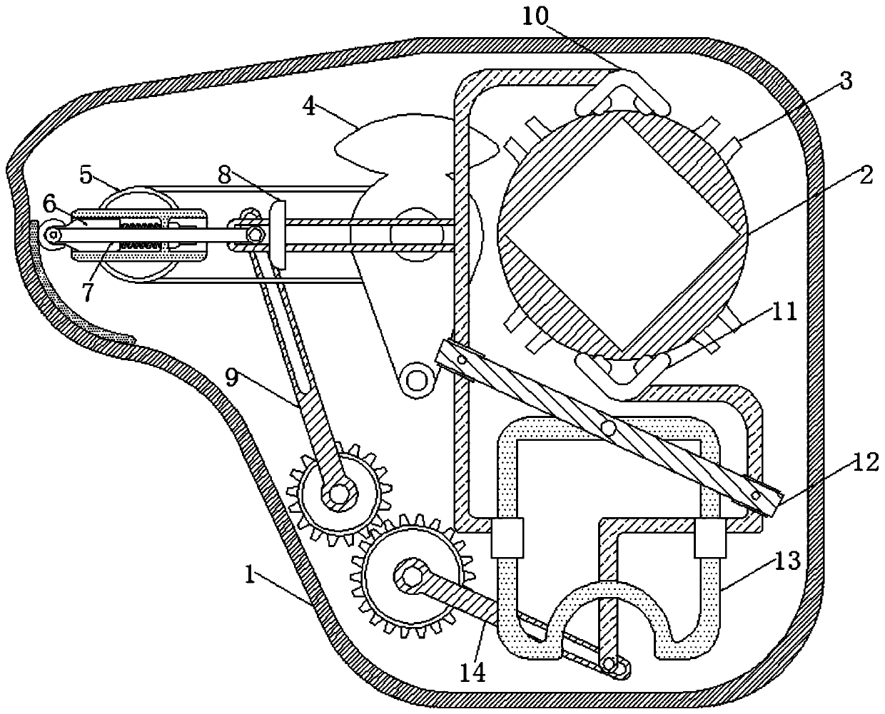 Floor packaging chamfering device capable of automatically changing angle and striking and chamfering corner angles