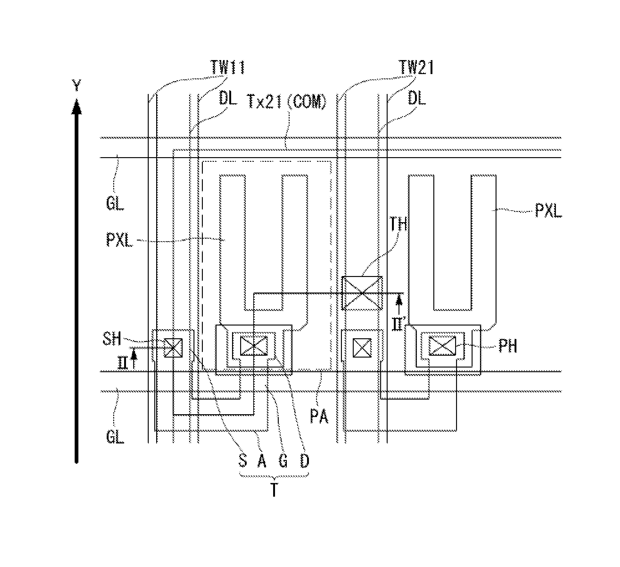 Ultra high resolution flat panel display having in-cell type touch sensor