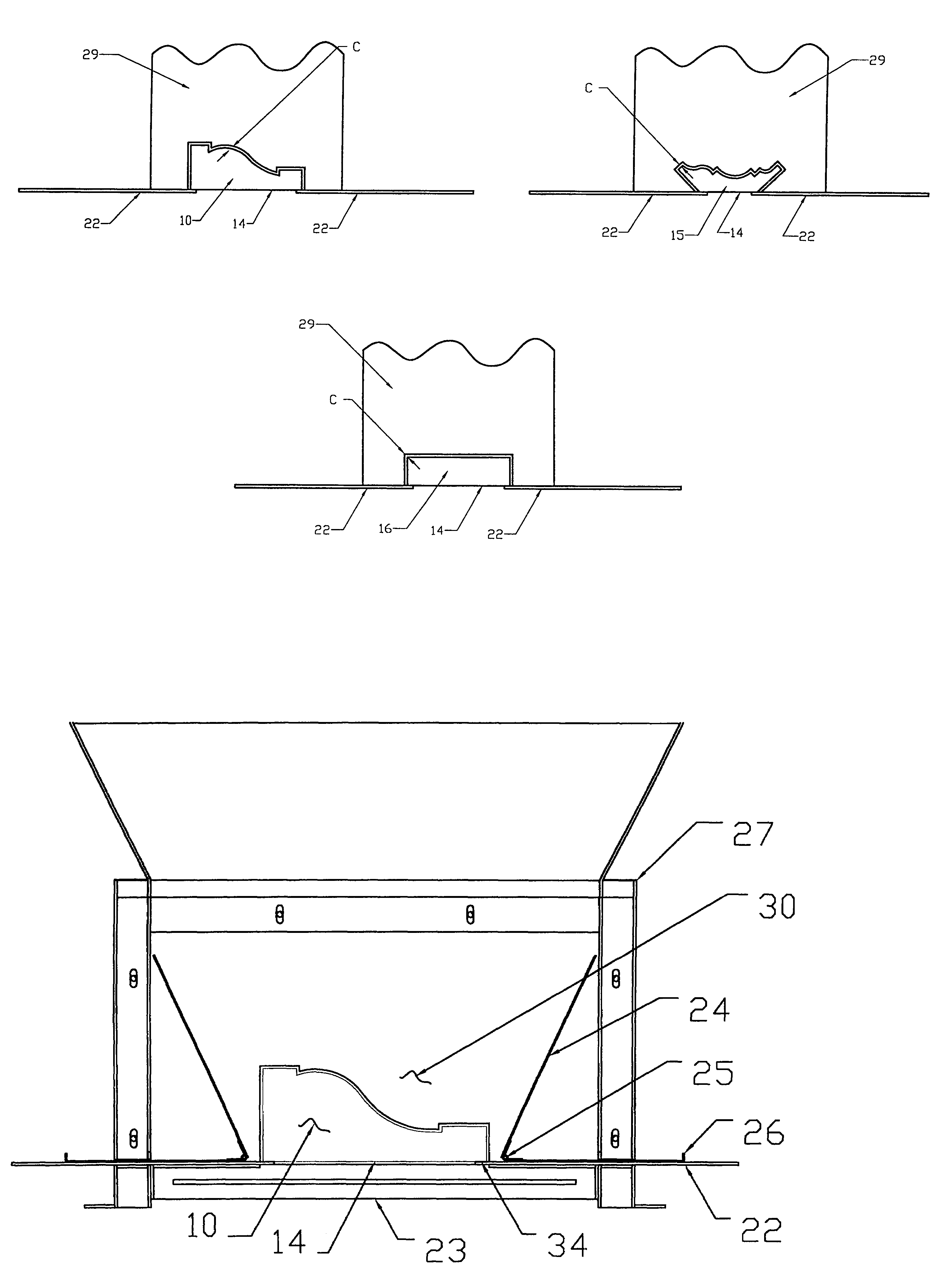 Coating chamber and templates to produce decorative mouldings