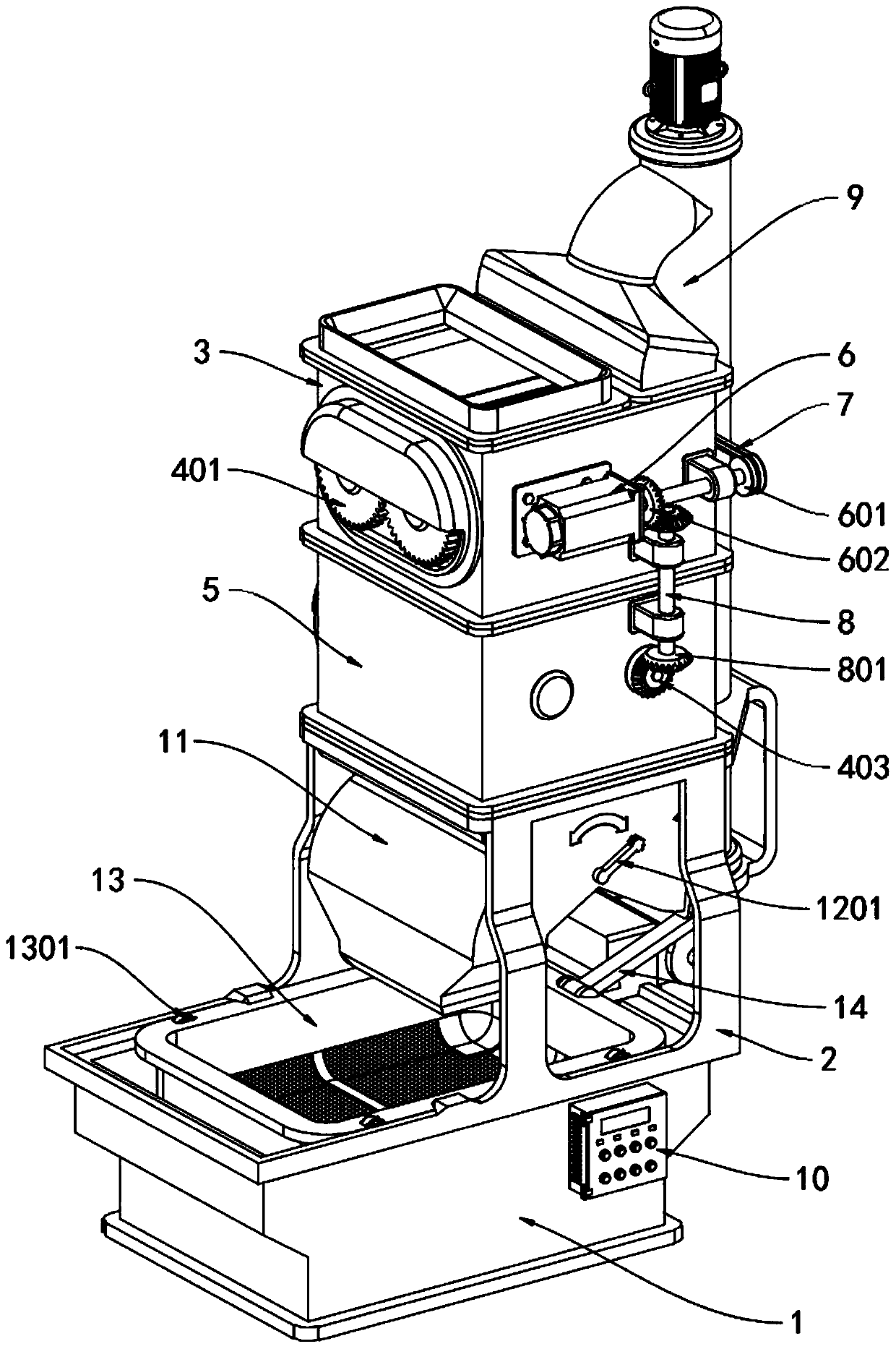 Reciprocating type crushing device for medicinal material processing