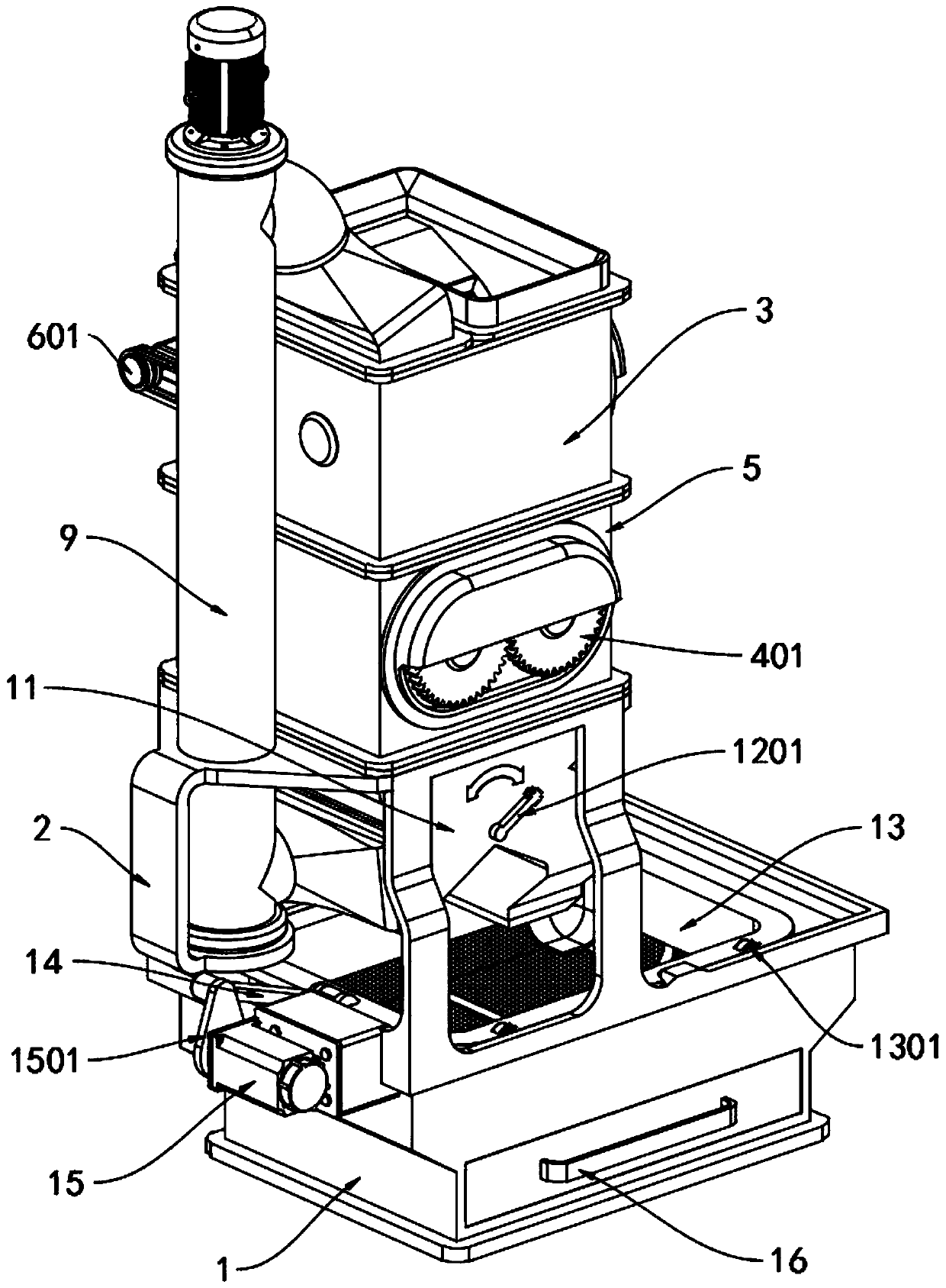 Reciprocating type crushing device for medicinal material processing