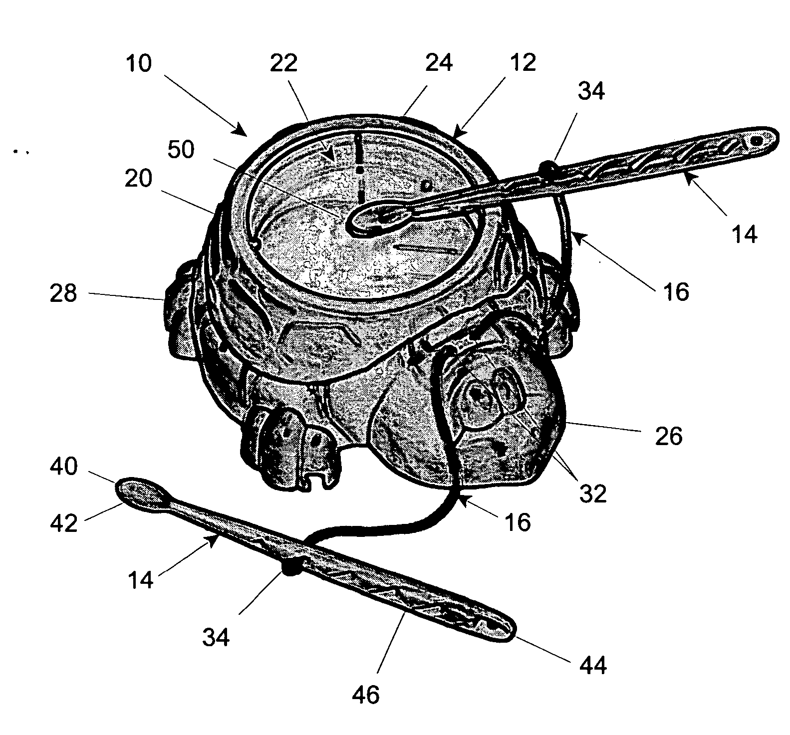 Toy percussion instrument with tethered striker