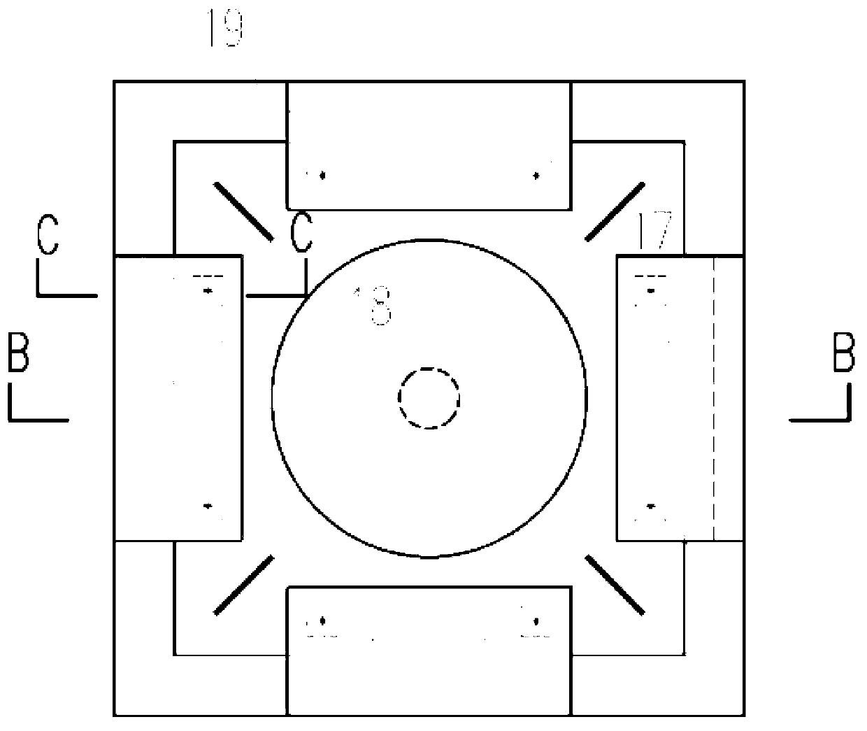 Shock-insulation supporting base composed of steel board rubber, mild steel and lead and capable of achieving three-stage energy consumption