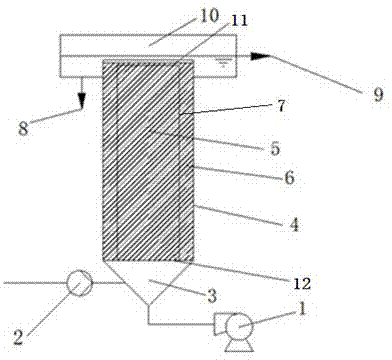 Bamboo filament biological membrane seriously polluted riverway water restoring device and method