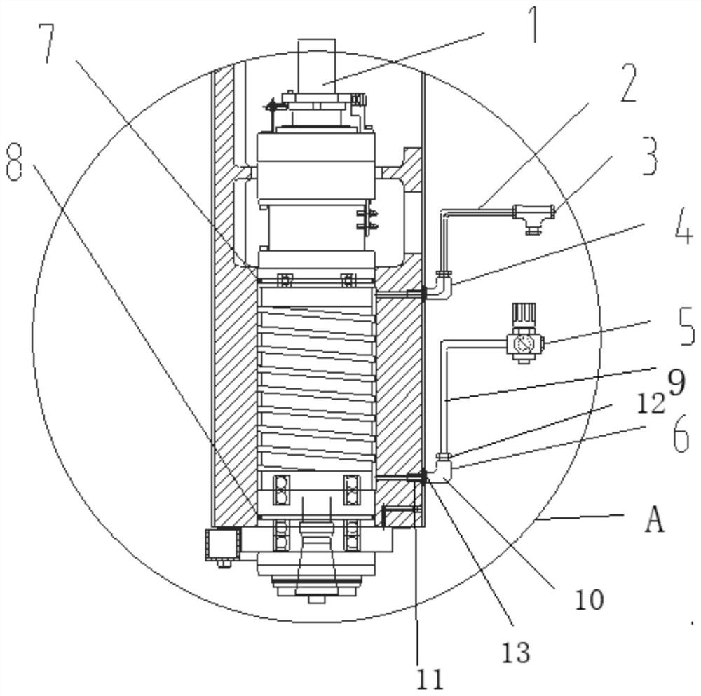 Machine tool spindle oil cooling area sealing performance detection device