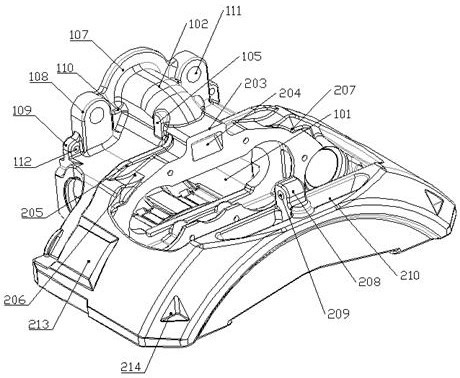 Caliper body for pneumatic disc brake