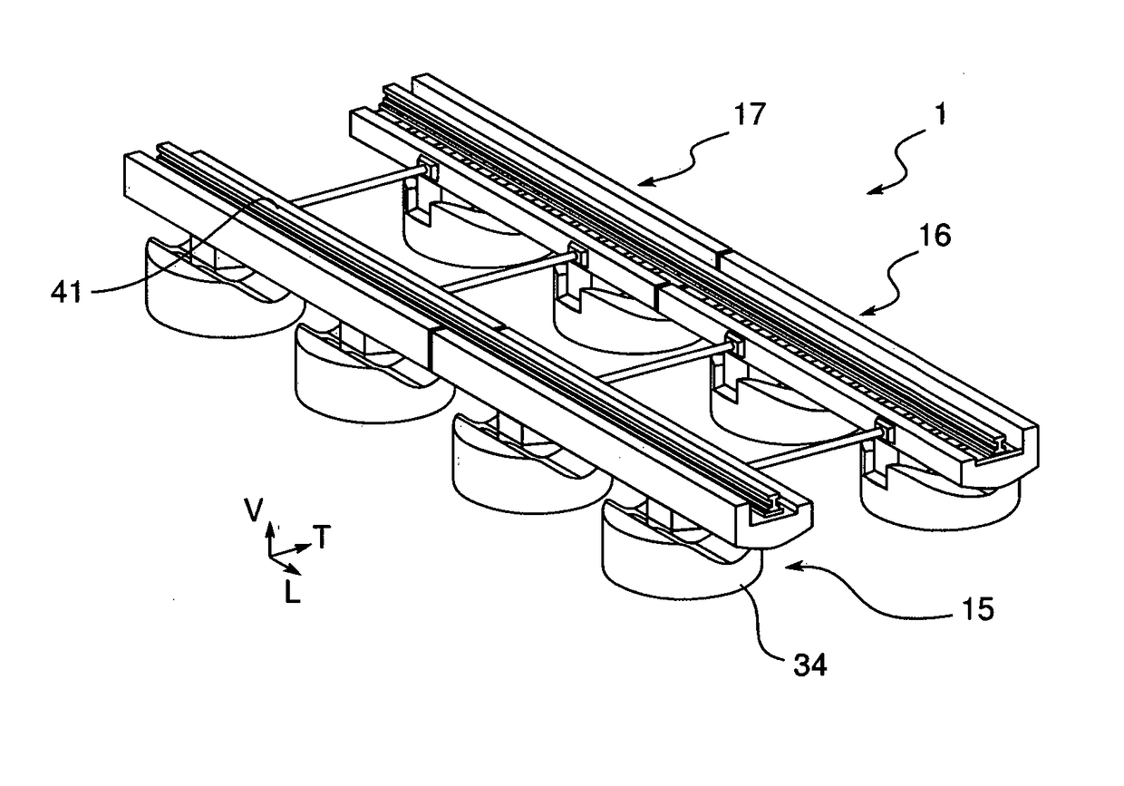 Support for a panel of a section of guided transport track