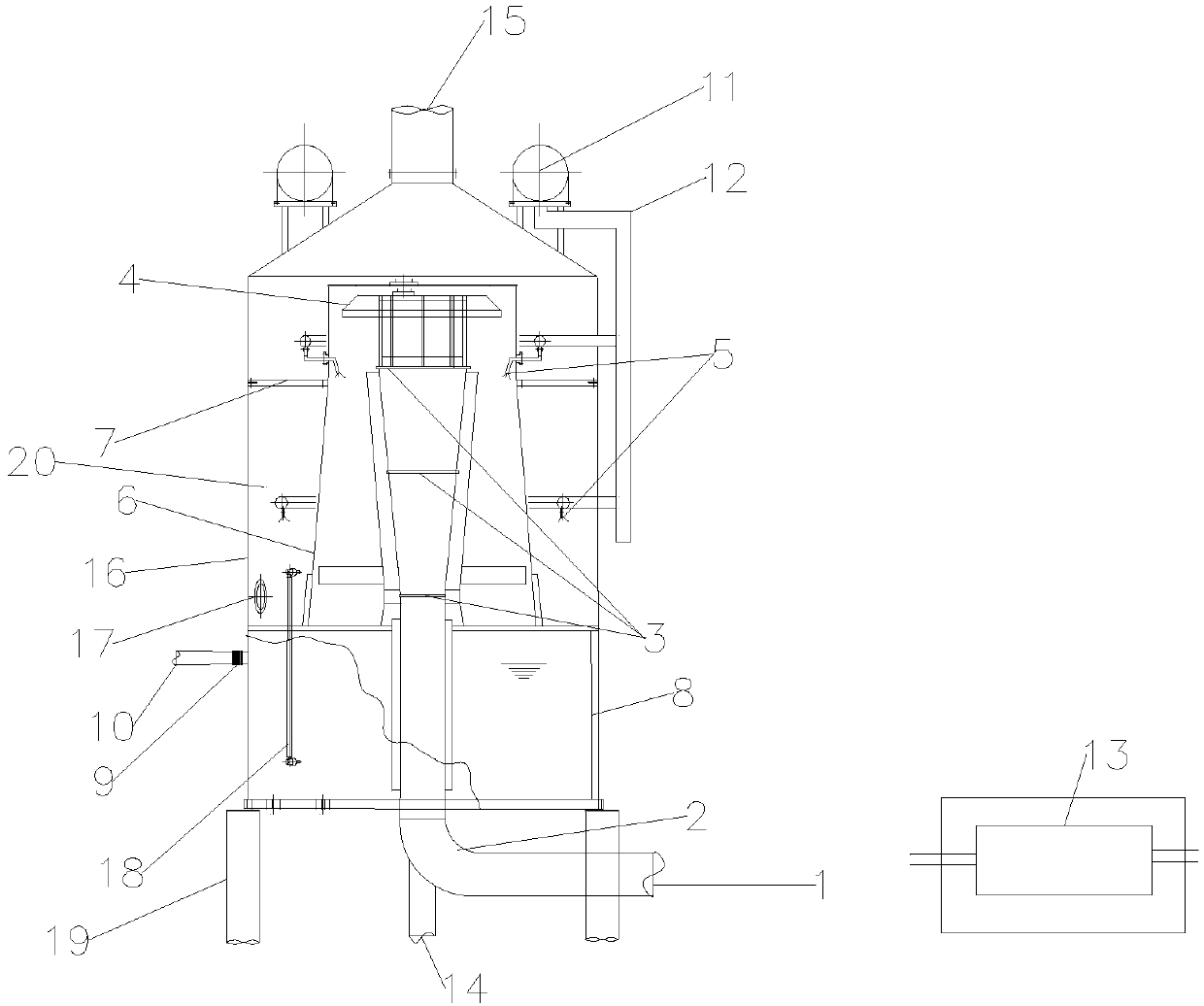 Bypass coal gas temperature decreasing, pressure reducing and afterheat recovering equipment for CCPP (Combined Cycle Power Plant) system