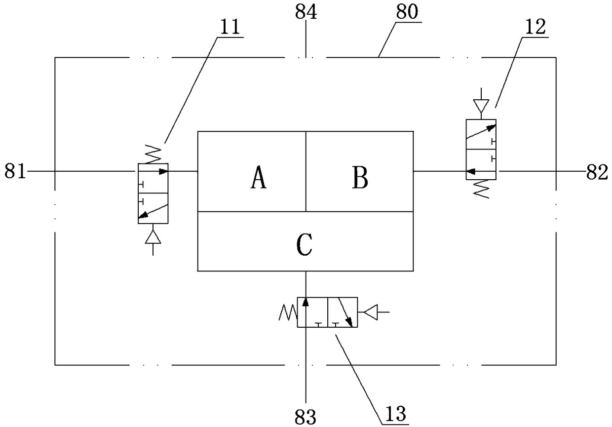 Three-way valve and an internal and external leakage detection and conversion device