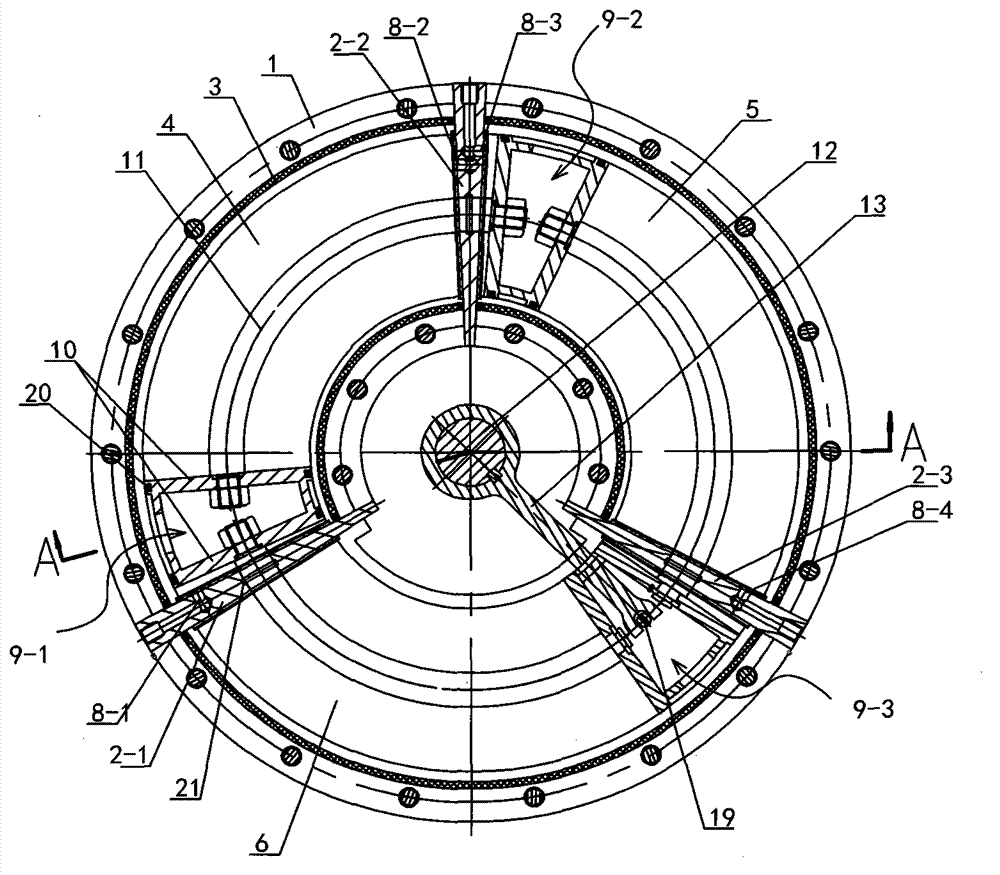 Annular piston type pneumatic actuating mechanism