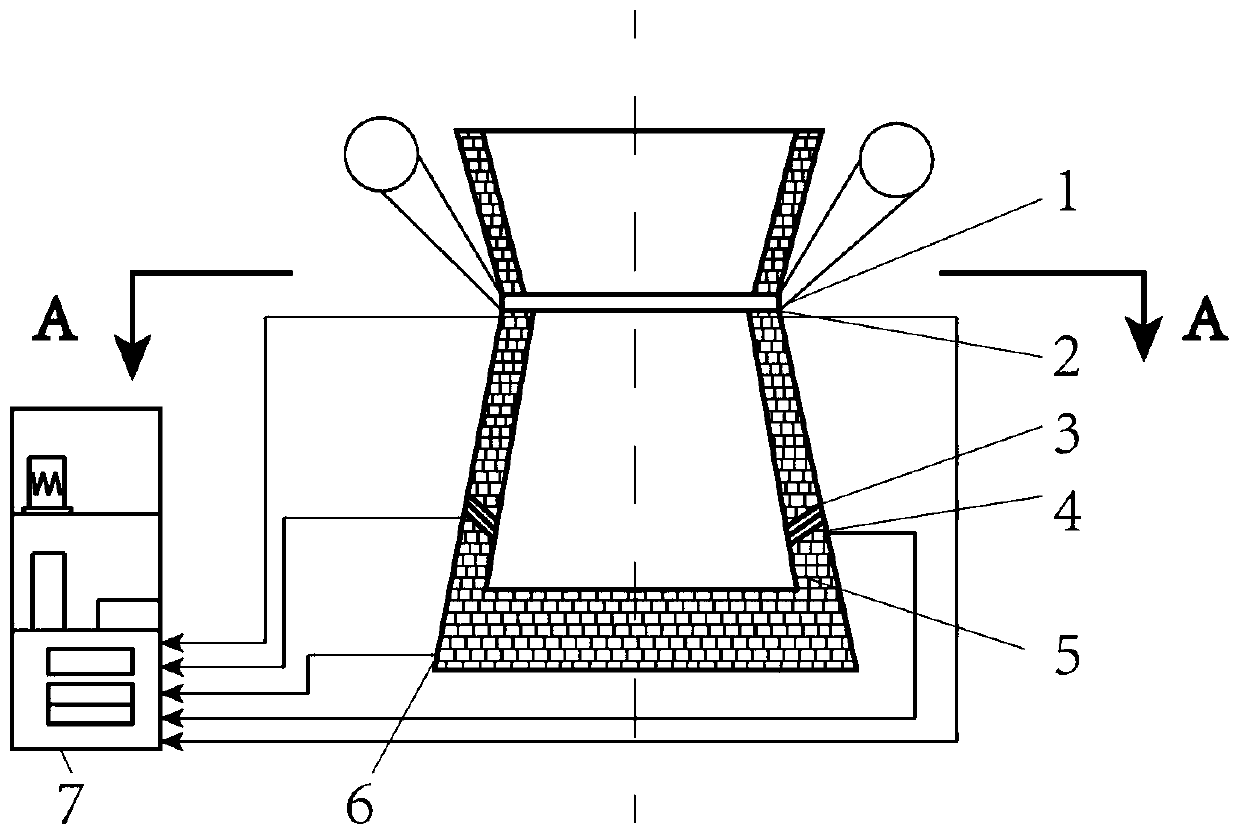 Method and device for measuring thickness of hearth wall of blast furnace online