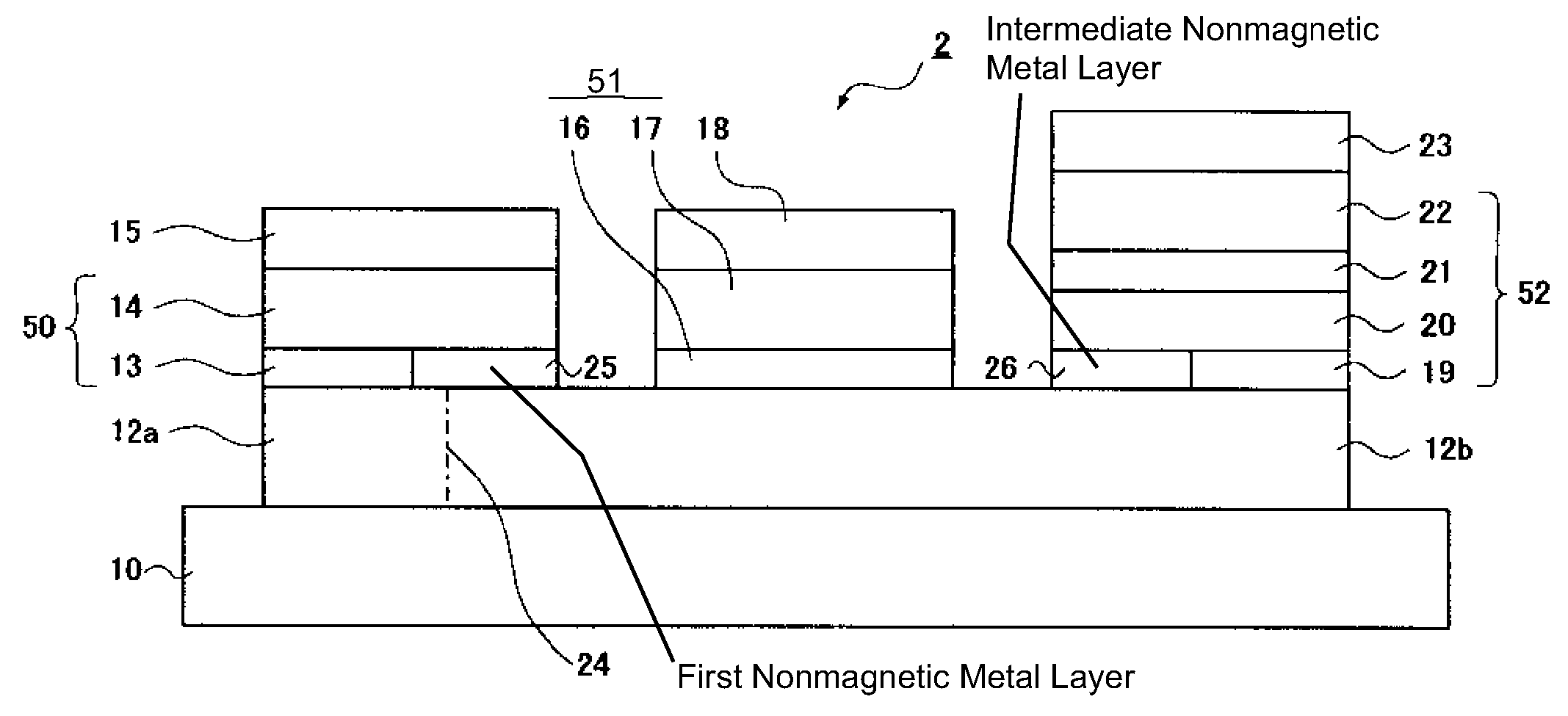 Spin injection magnetic domain wall displacement device and element thereof