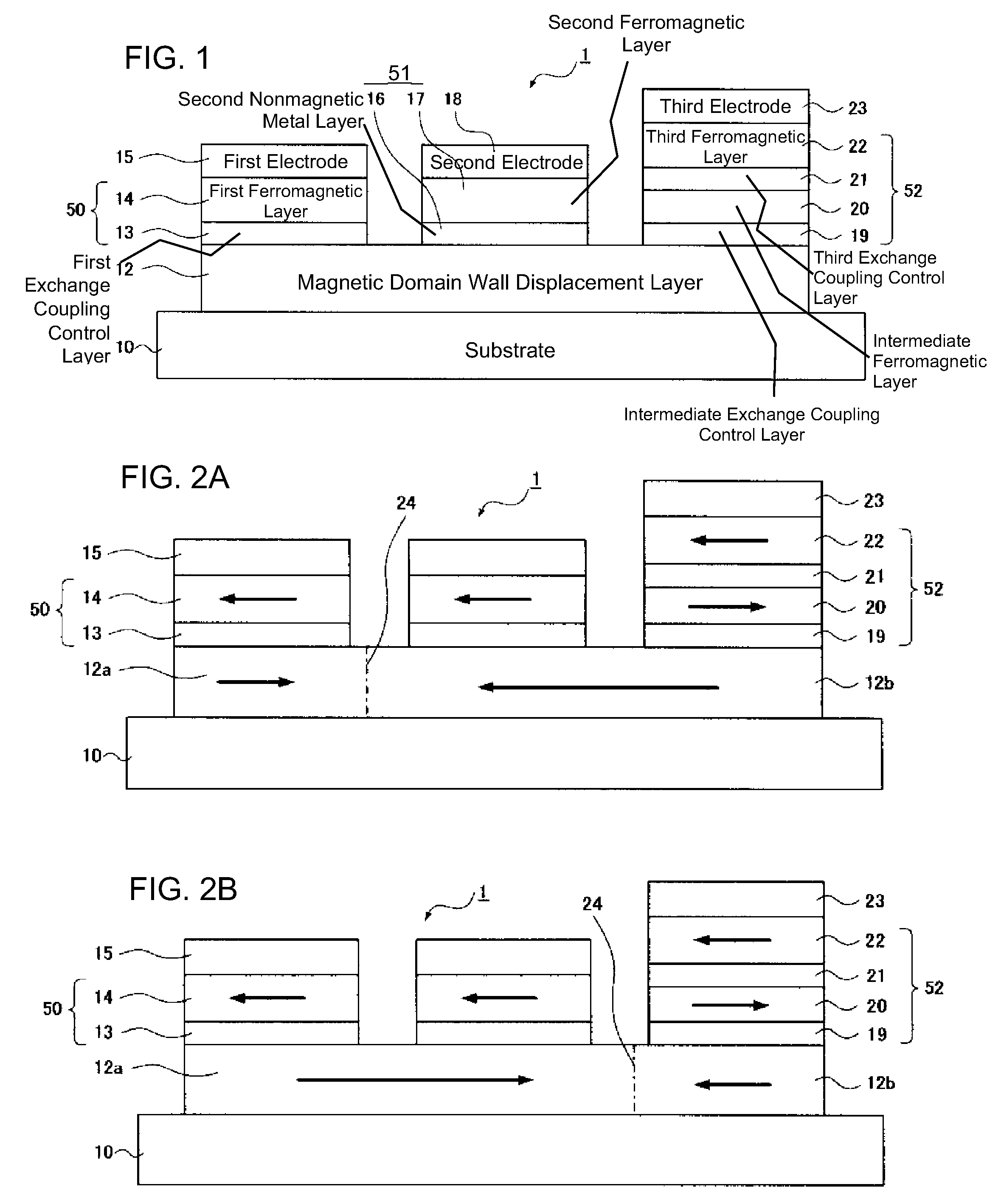 Spin injection magnetic domain wall displacement device and element thereof