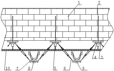 Anchor cable and metal support combined complementary supporting device and method