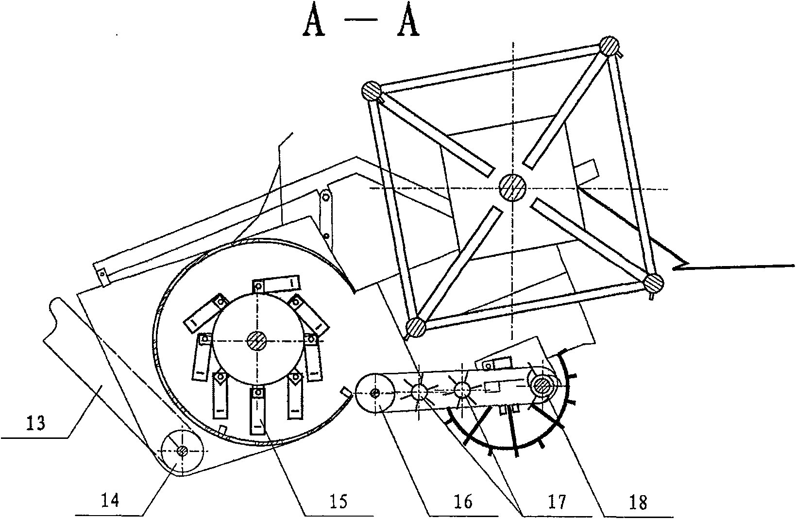 Cotton stalk-drawing crushing harvester