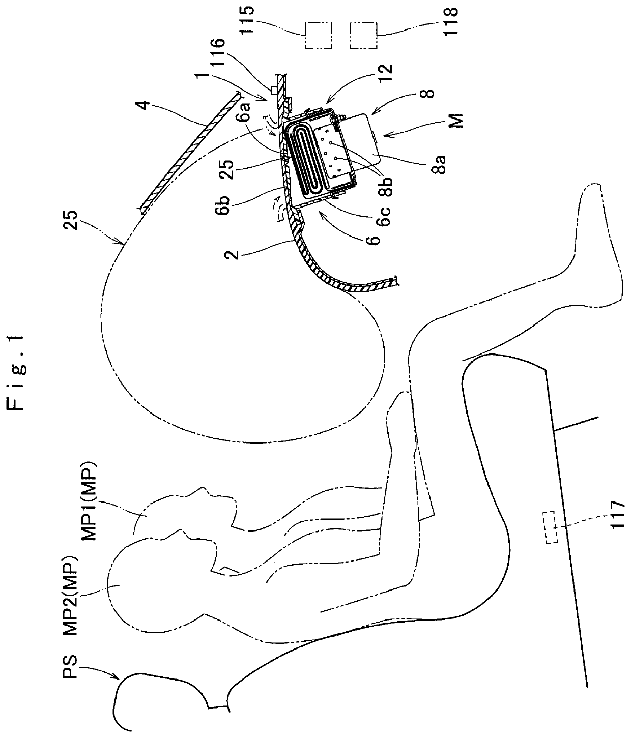 Airbag device with exhaust hole