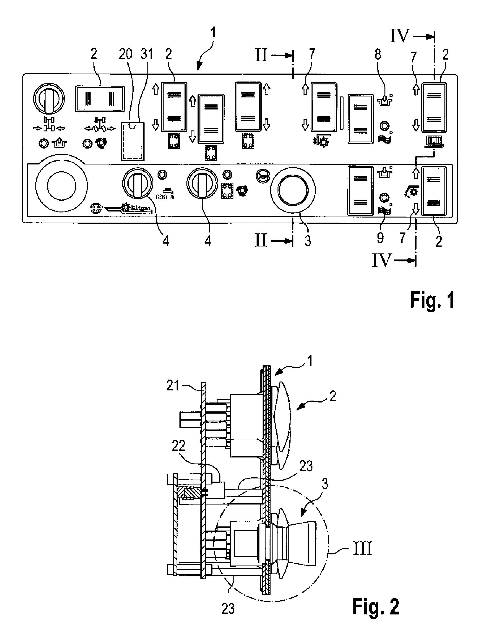 Back-Lit Operating Unit For Construction Machinery