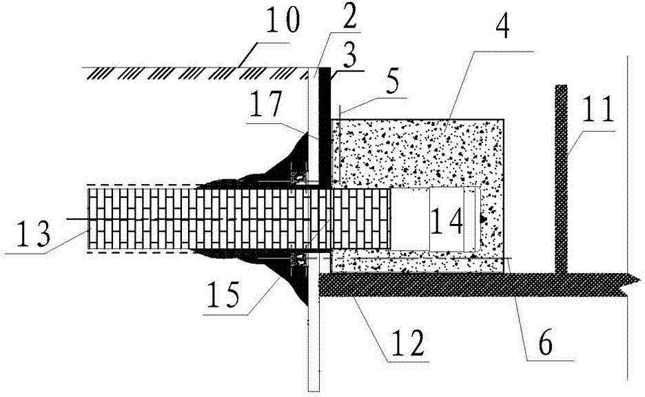 End-free reinforcing shield receiving structure and receiving method