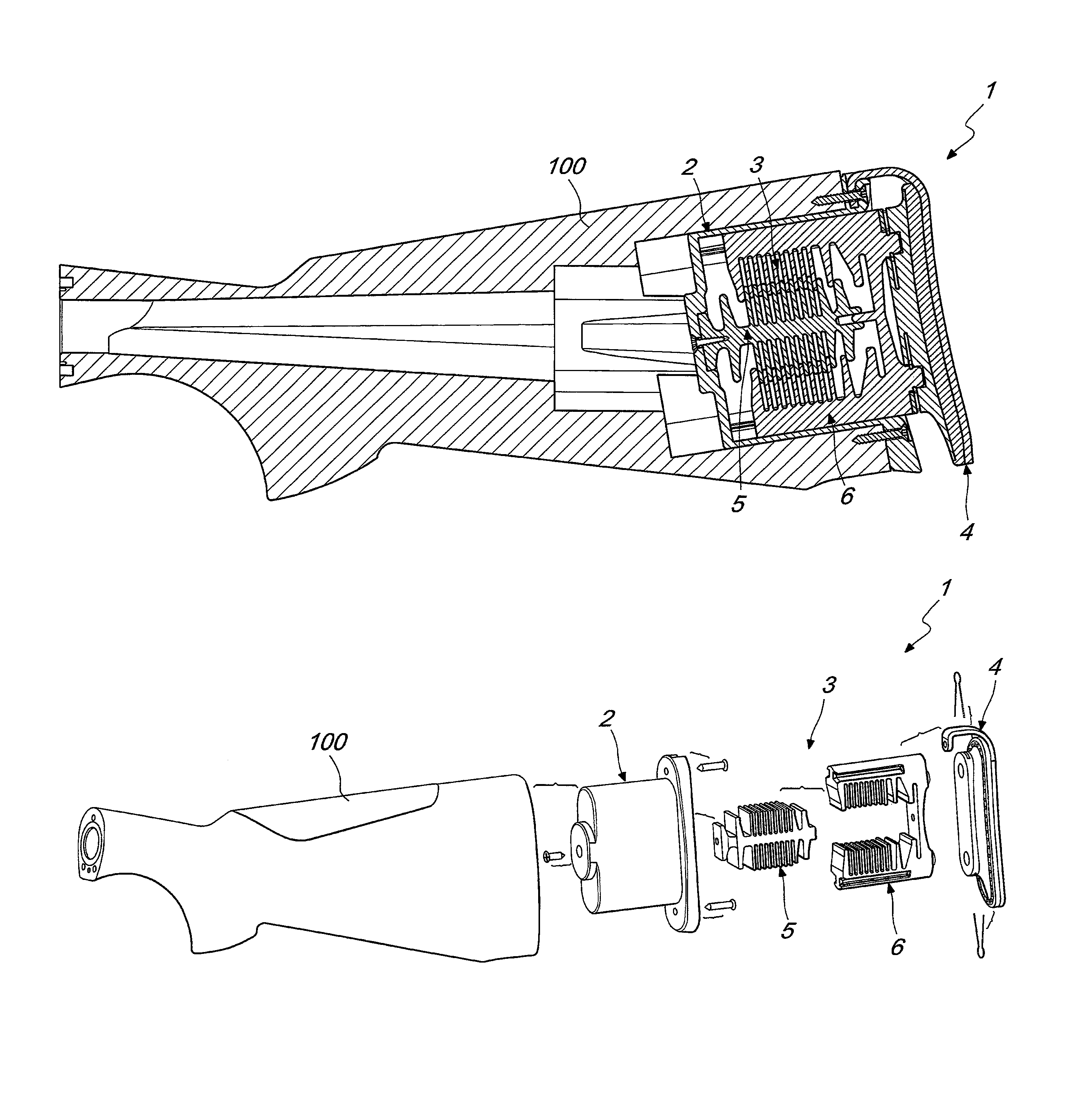 Recoil damping device for portable firearms