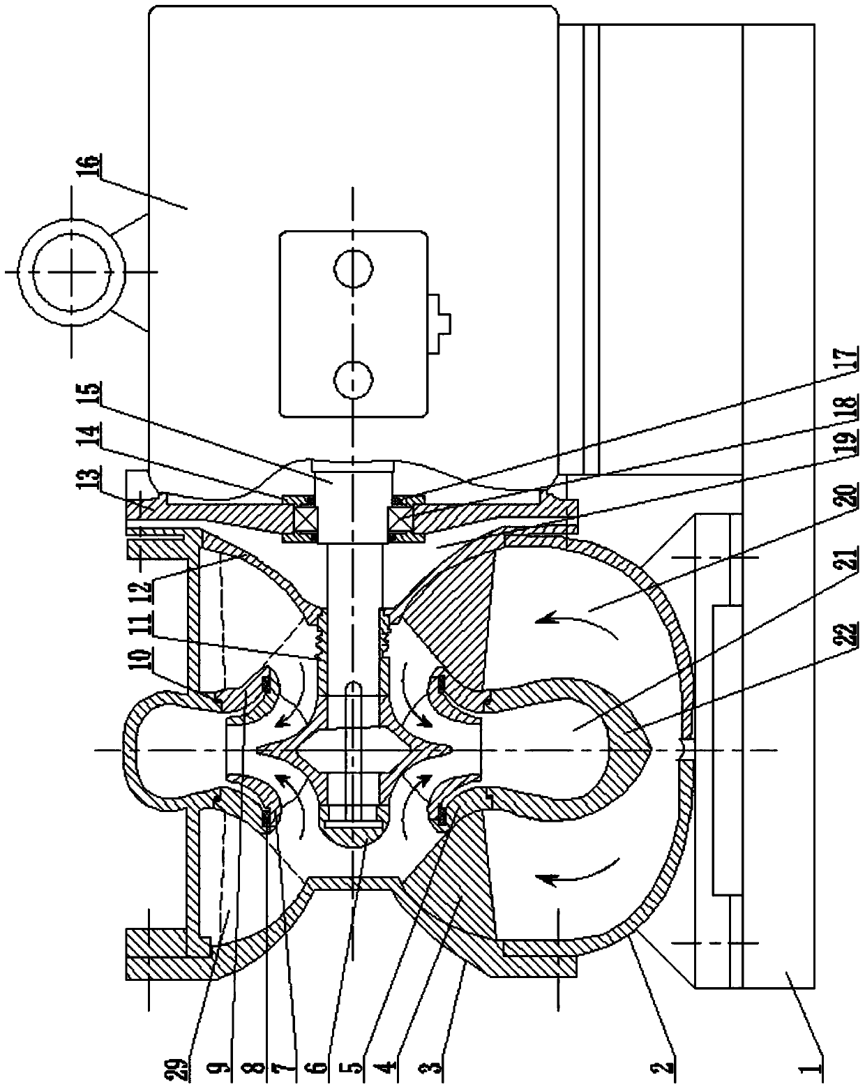 Energy-saving horizontal direct-connected single-stage double-suction centrifugal pump