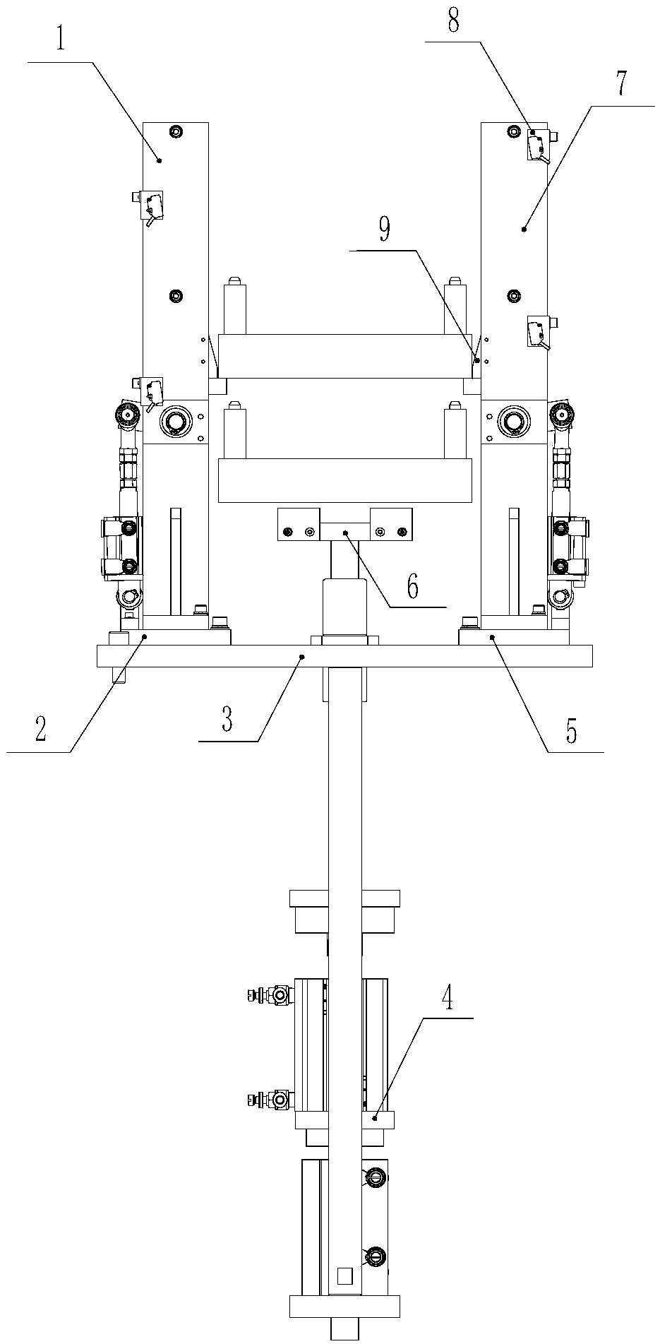 Pallet stacking device for palletizing conveying line