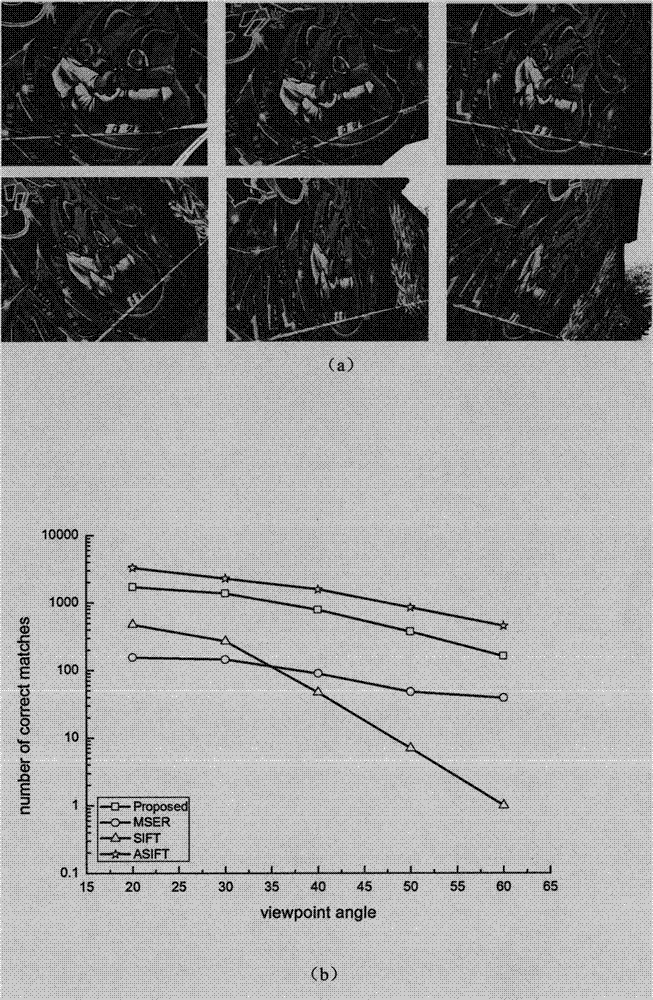 Large viewing angle image matching method capable of combining region matching and point matching