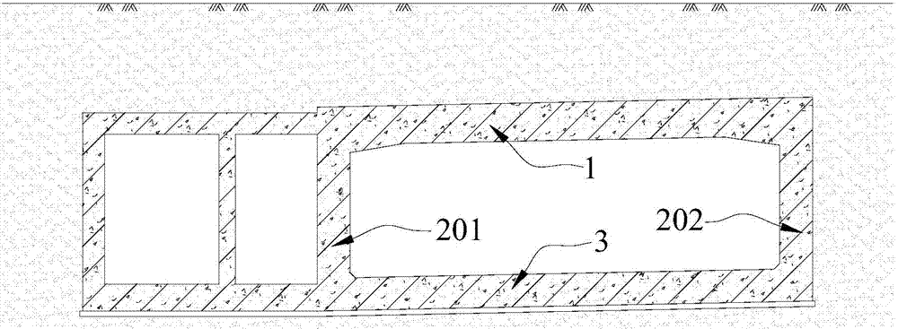 High-stability underground tunnel structure with rectangular cross-section and construction method of high-stability underground tunnel structure