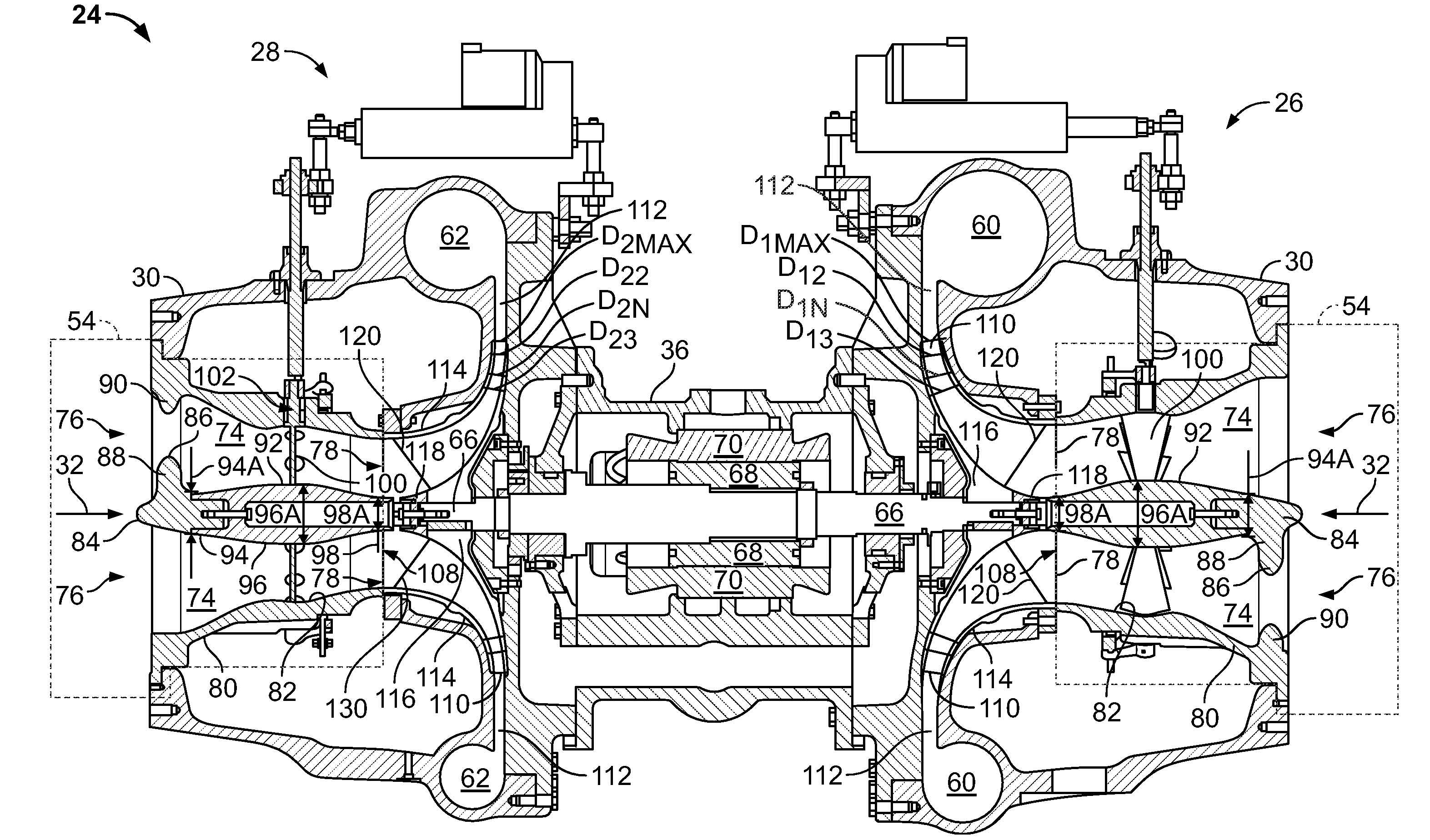 Centrifugal compressor assembly and method