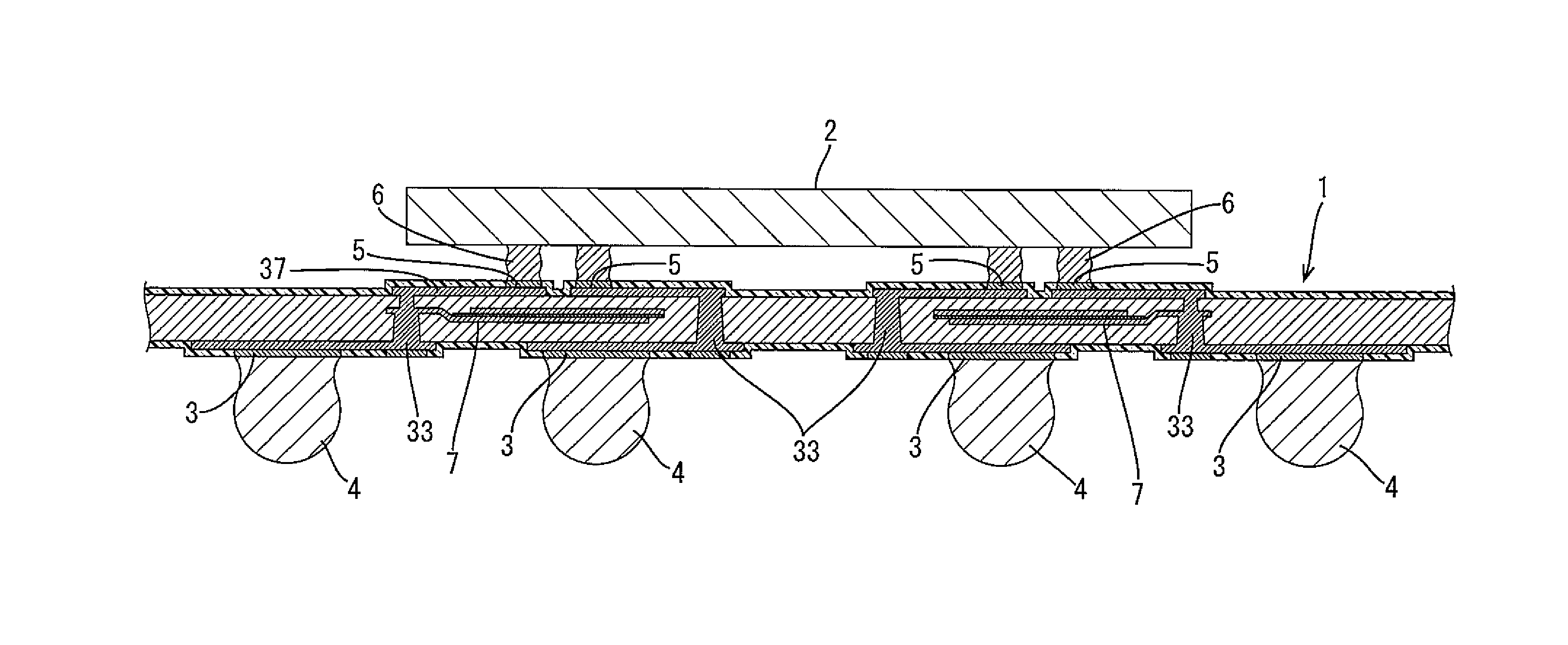 Multi-layered circuit board and semiconductor device